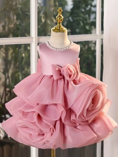 Ivy Dusty Pink Diamante Rosette Girls Birthday Party Dress | Lucys