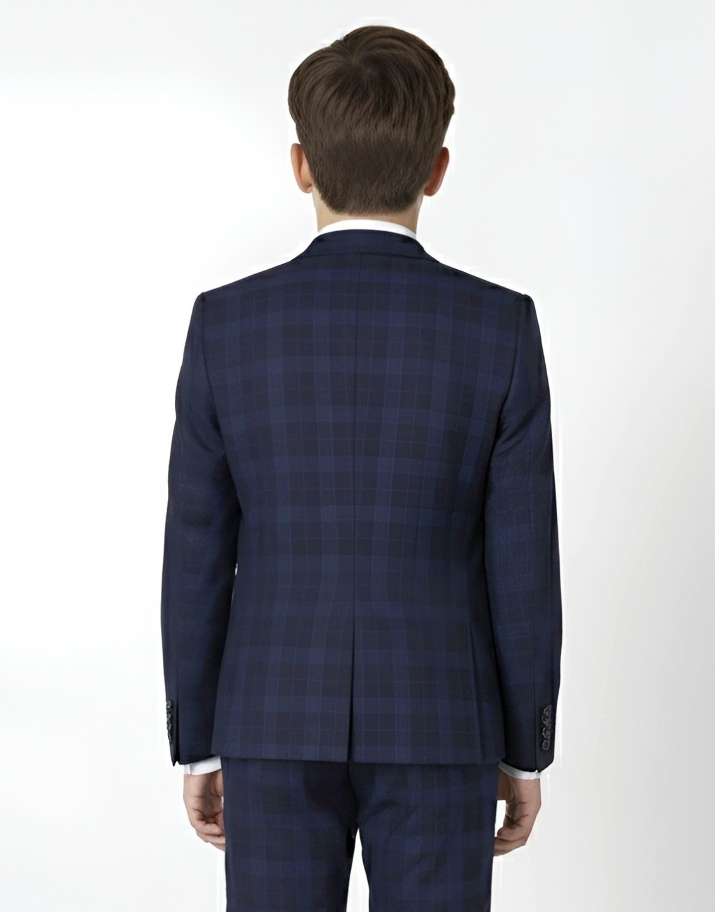 Boys Premium Navy Blue Plaid Blazer - William | Lucy's