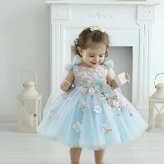 Luxury Baby Blue Toddlers & Young Girls Birthday Party Dress - Frances II | Lucy's