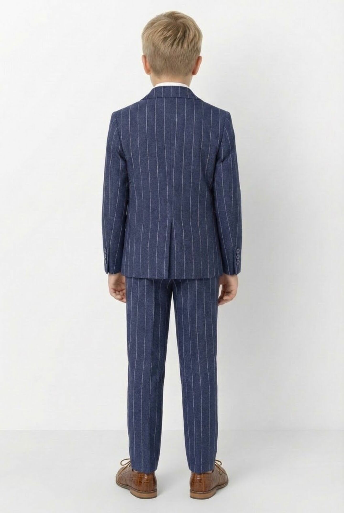 Leonardo Blue Pinstripe Double-Breasted Boys Suit 3pc | Lucy's