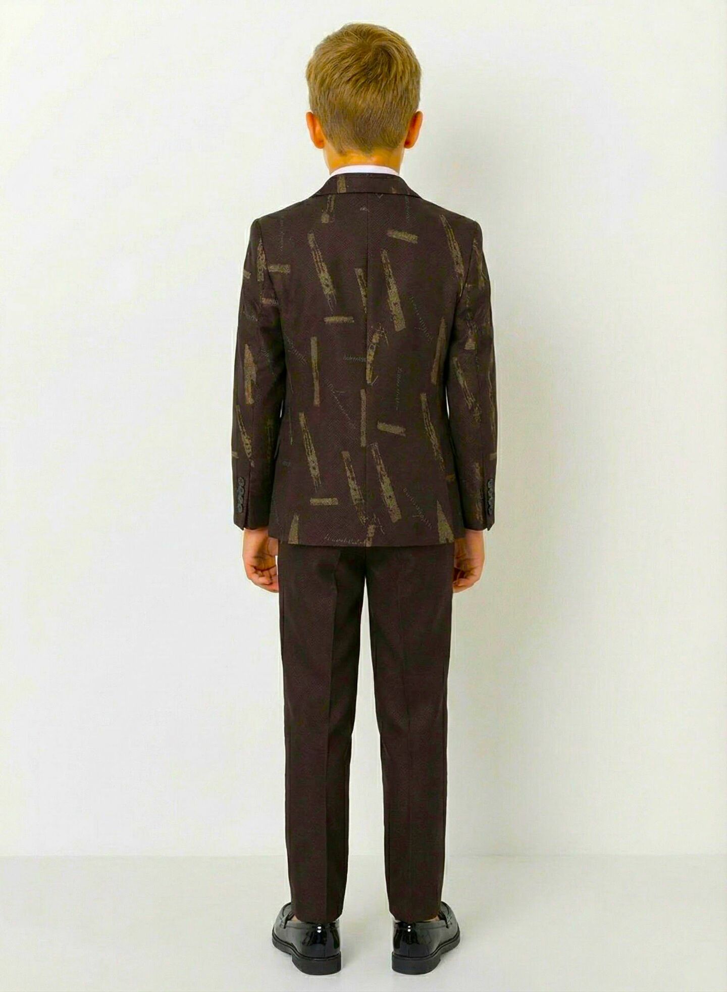 Carlos Maroon Abstract Print 3-Piece Boys Suit | Lucy's