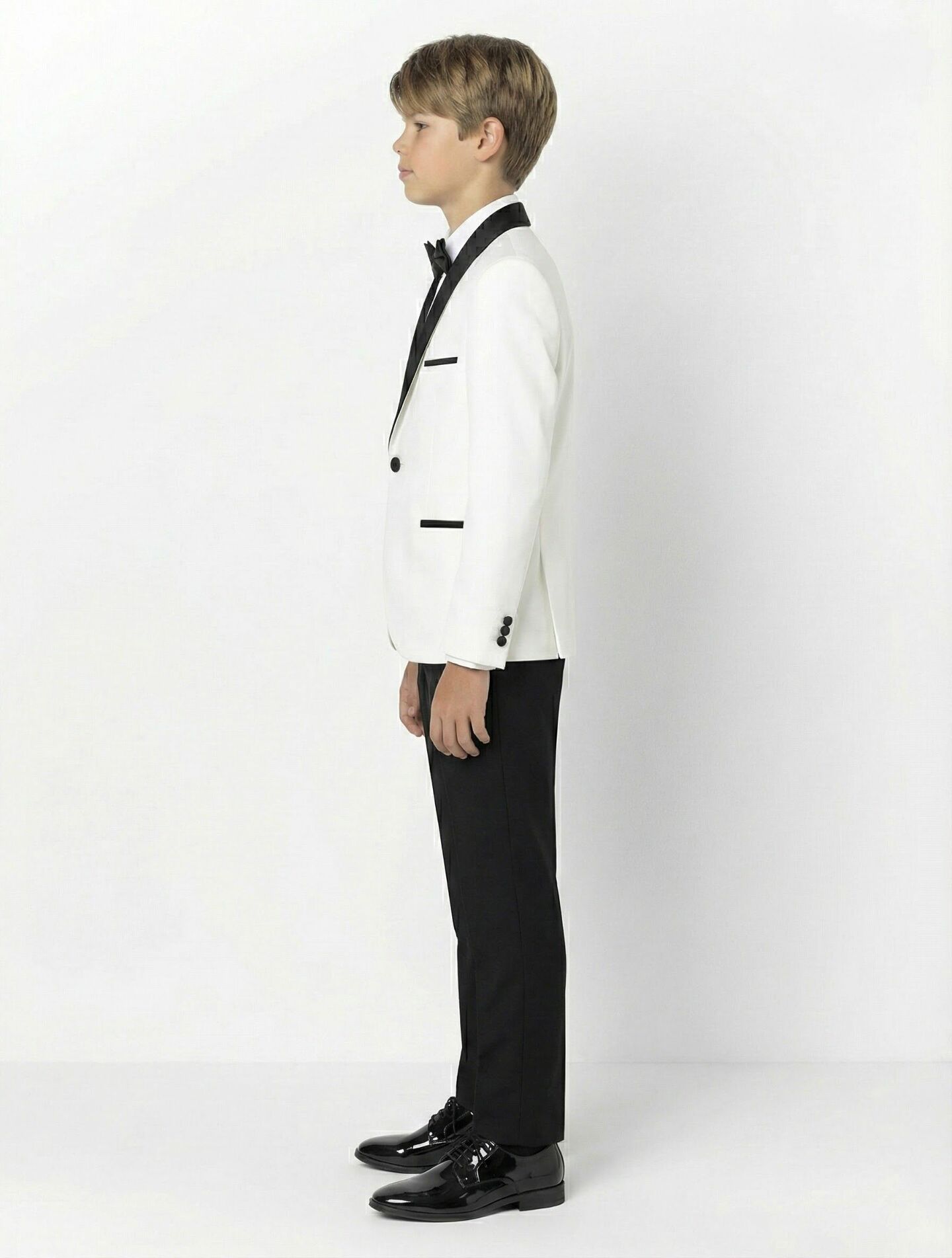 Fernando White Shawl Lapel Tuxedo 3-Piece Boys Formal Suit Jacket Waistcoat & Trousers | Lucy's
