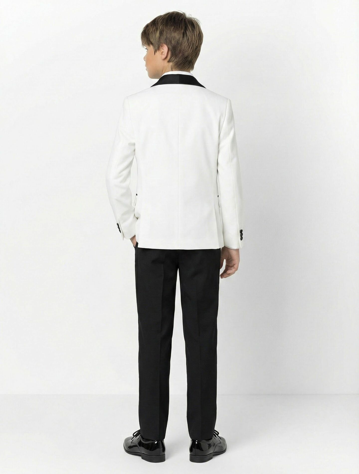 Fernando White Shawl Lapel Tuxedo 3-Piece Boys Formal Suit Jacket Waistcoat & Trousers | Lucy's