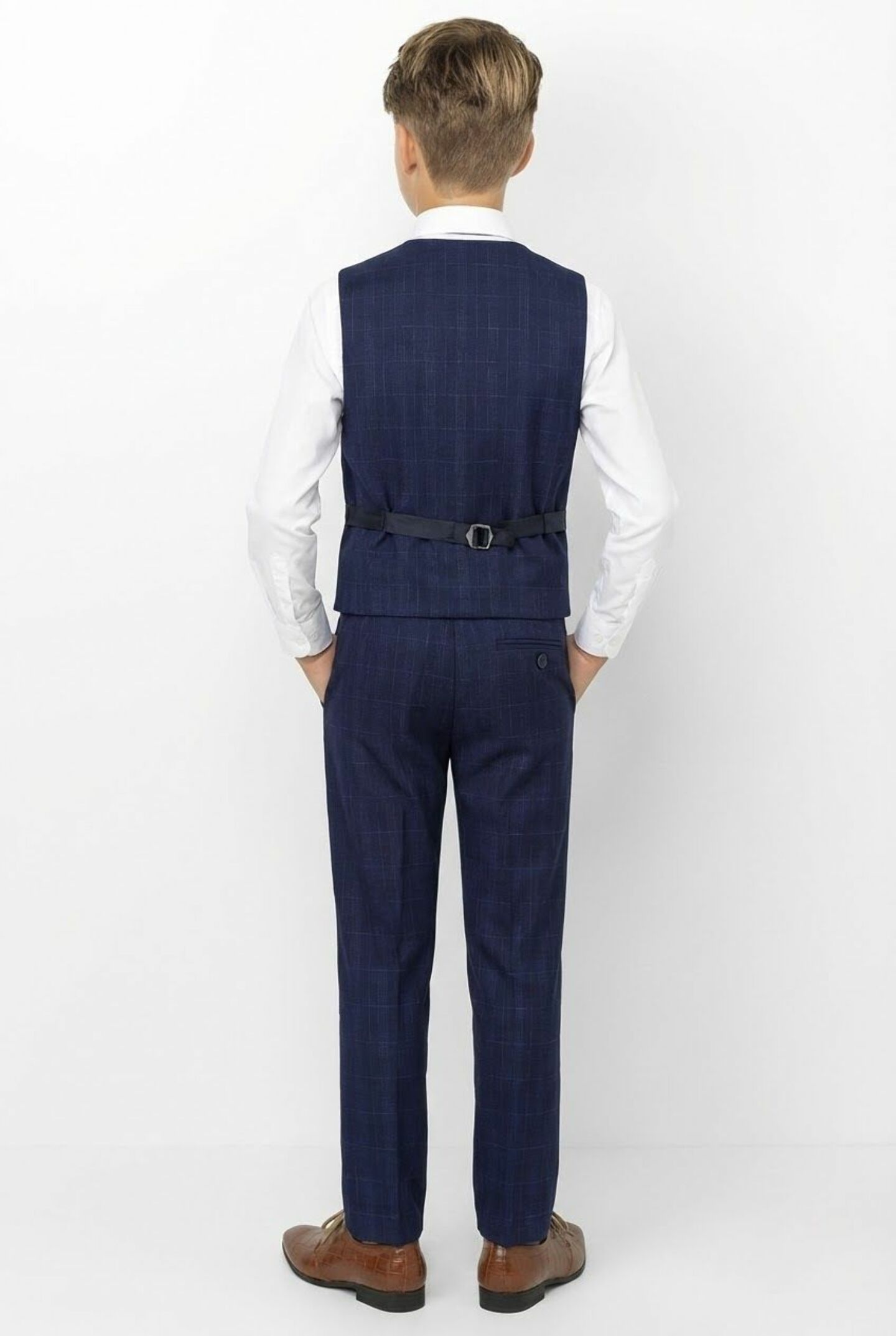 Justin Navy Windowpane Waistcoat & Trousers 2-Piece Set | Lucy's