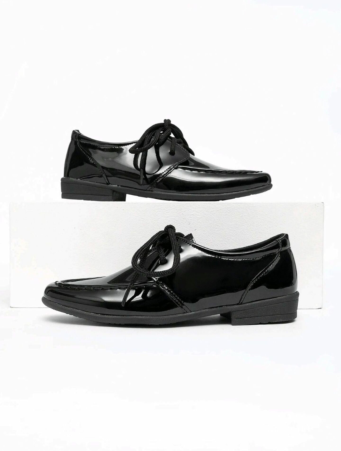 Black Patent Leather Lace-Up Formal Dress Shoes for Boys | Lucy's