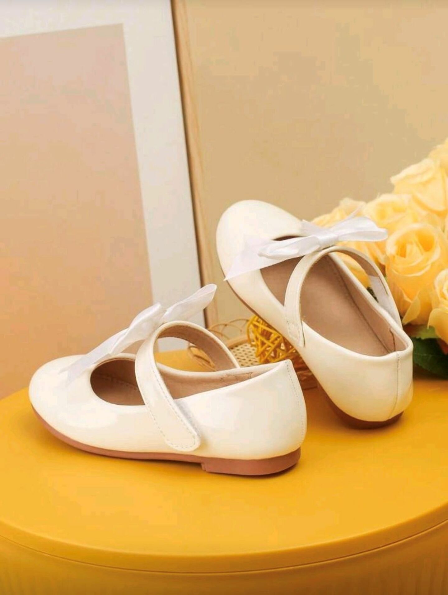 White Ballet Flat Dress Shoes with Bow for Girls | Mary Jane Style | Lucy's