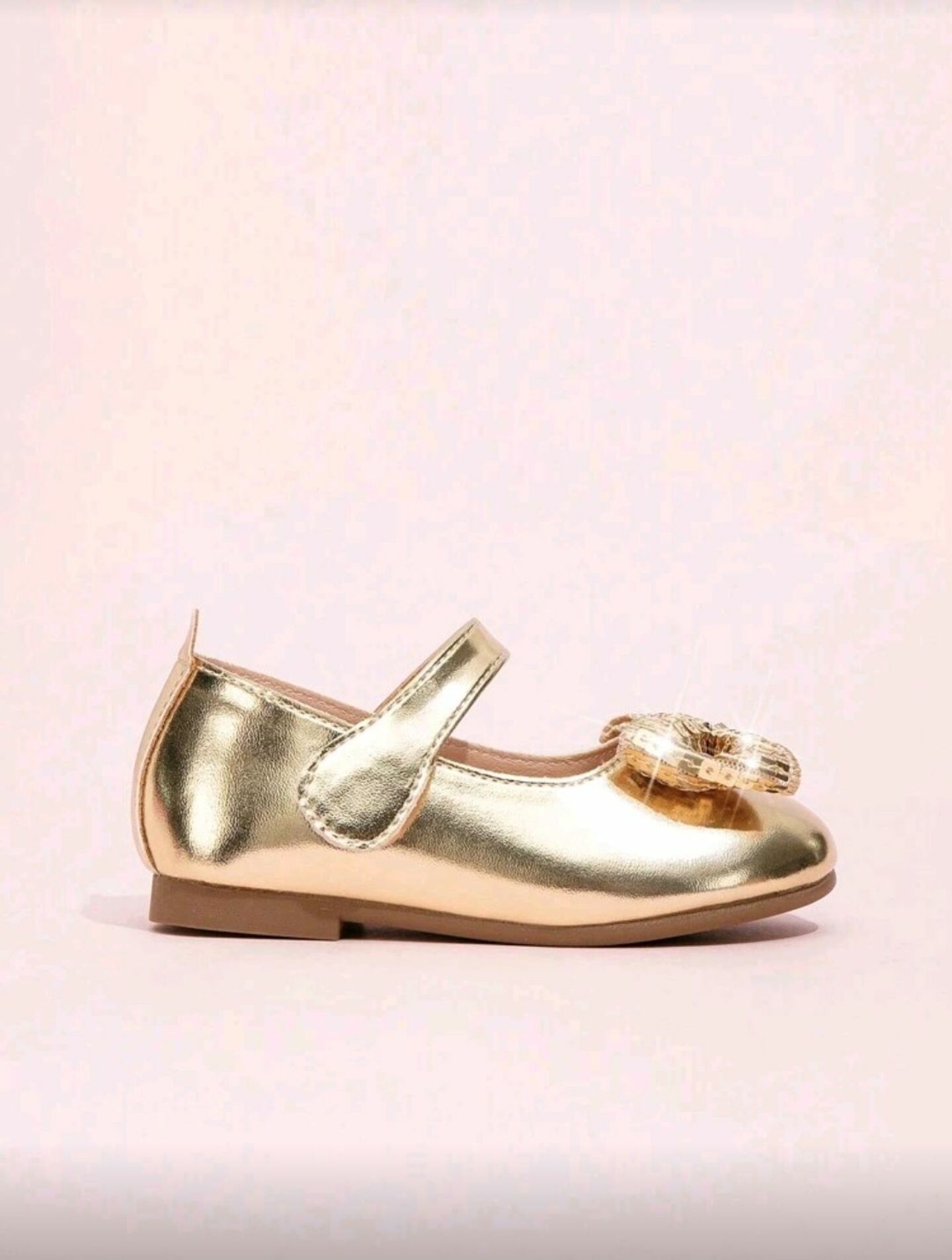 Gold Metallic Mary Jane Shoes with Sparkle Bow for Baby & Toddler | Lucys