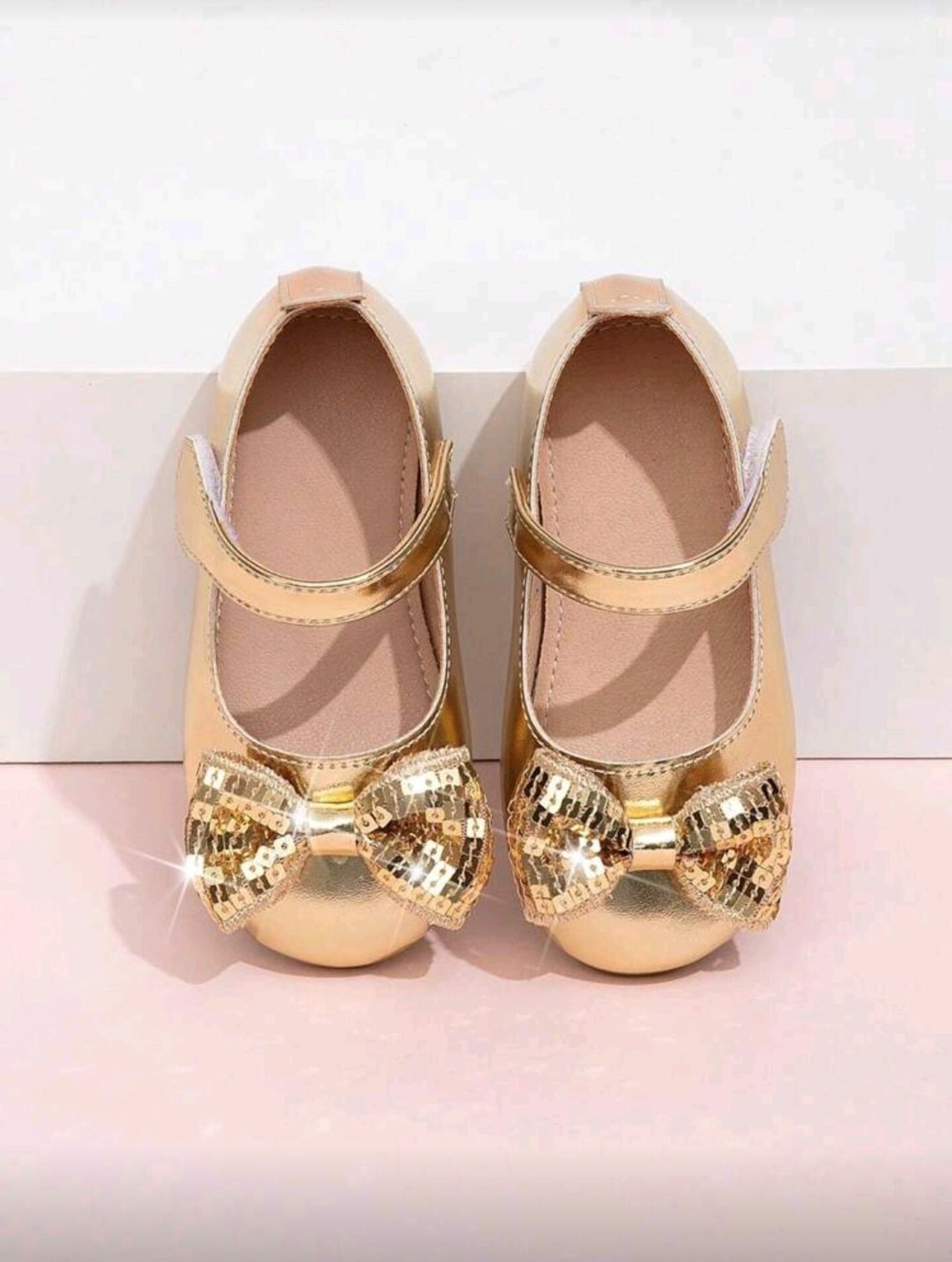 Gold Metallic Mary Jane Shoes with Sparkle Bow for Baby & Toddler | Lucys