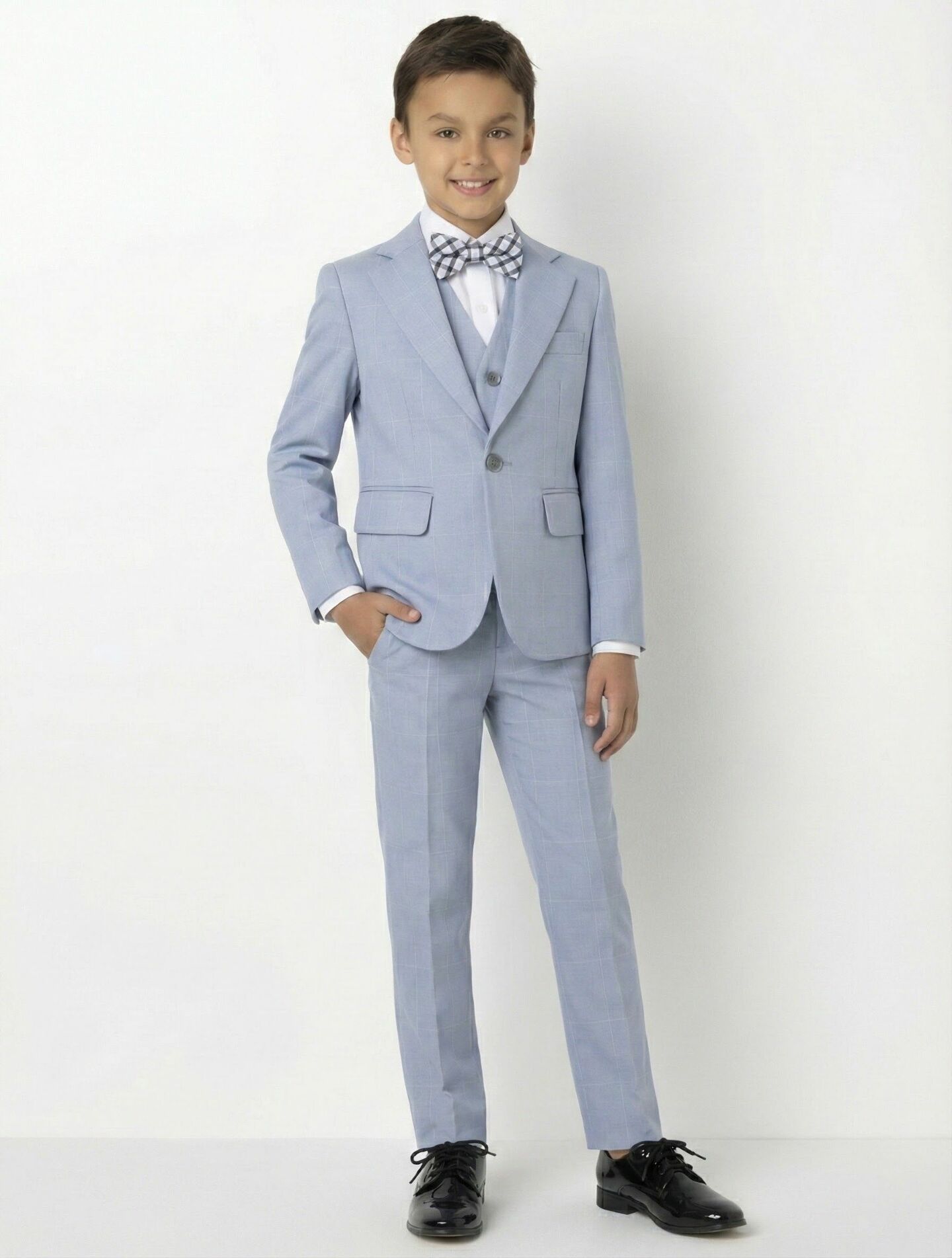 Alexis Bice Windowpane Check Boys 3-Piece Suit Jacket, Waistcoat & Trousers | Lucys