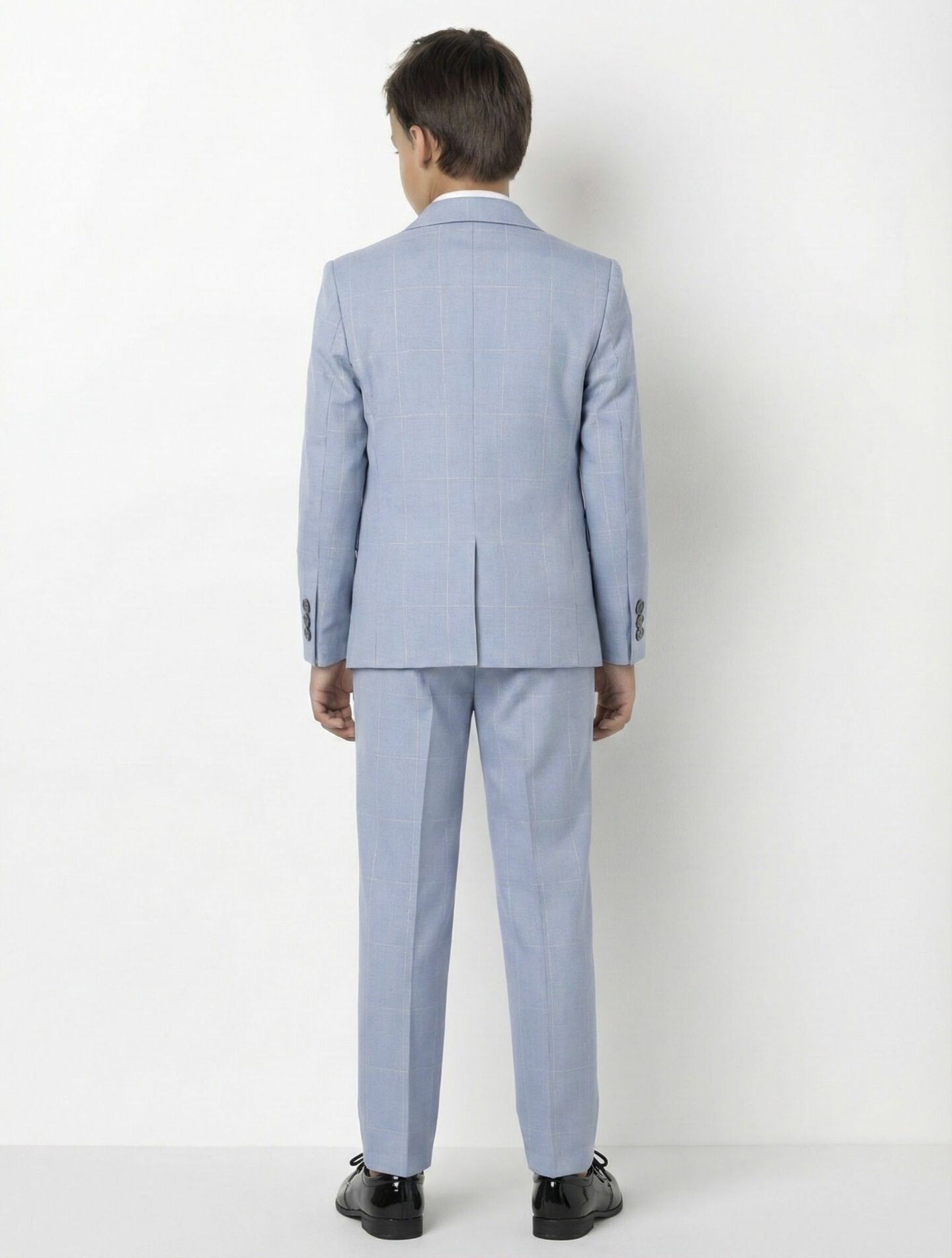 Alexis Light Blue Windowpane Check Boys 2-Piece Suit Jacket & Trousers | Lucys