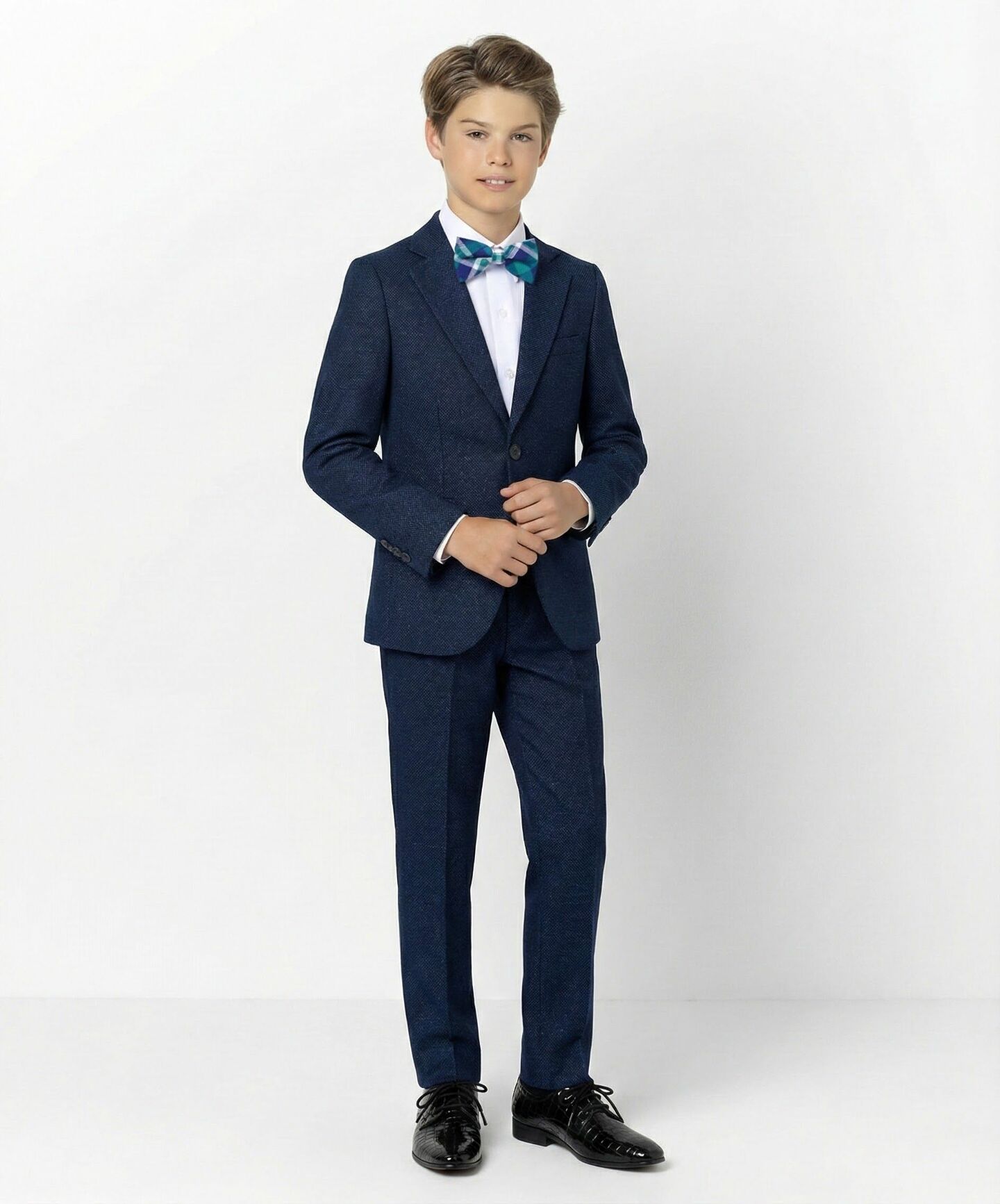 Martin Navy Blue Green Boys 3-Piece Suit – Jacket, Waistcoat & Trousers | Lucys