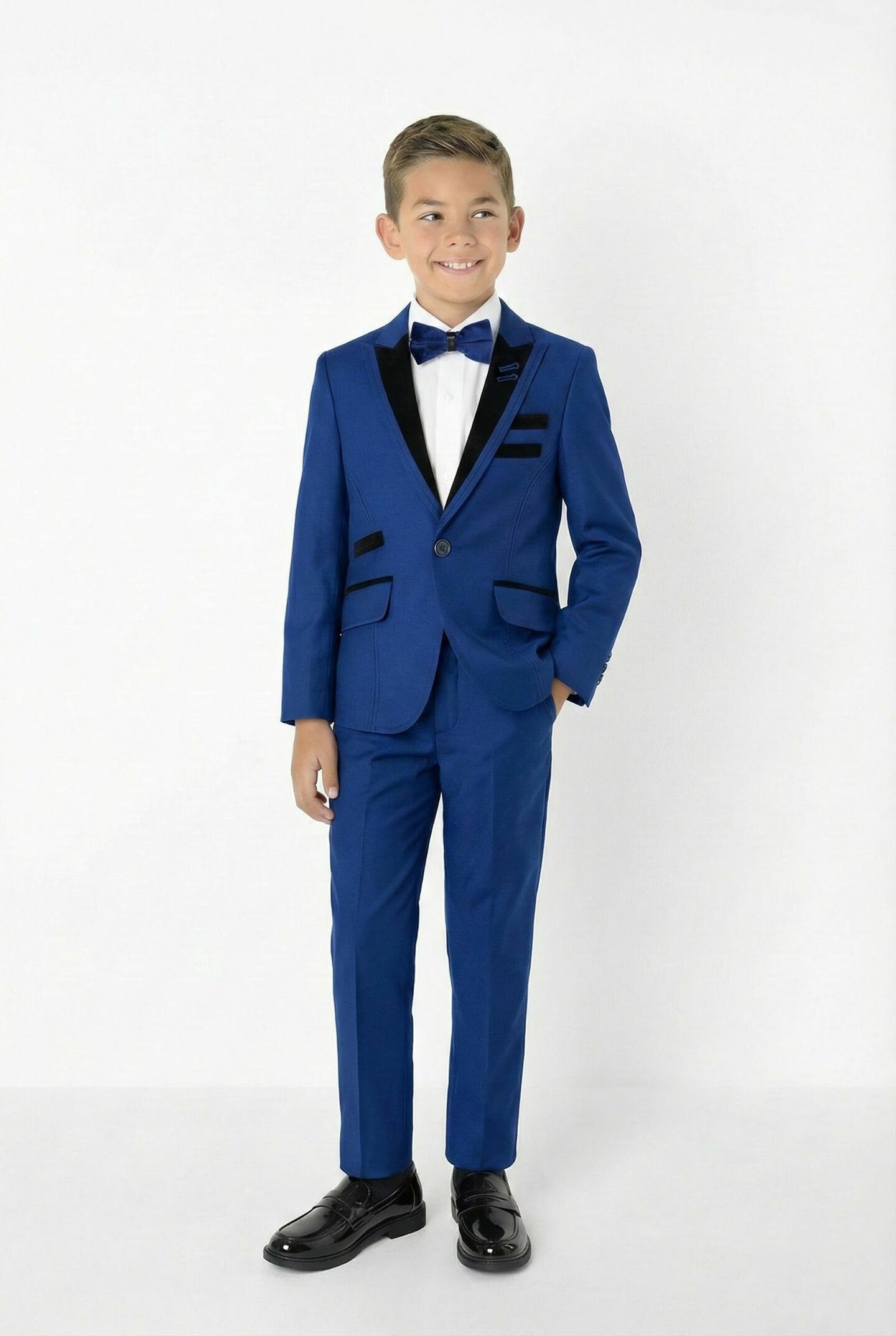 Monte Carlo Royal Blue Boys 2-Piece Suit with Black Velvet Lapels – Jacket & Trousers | Lucys