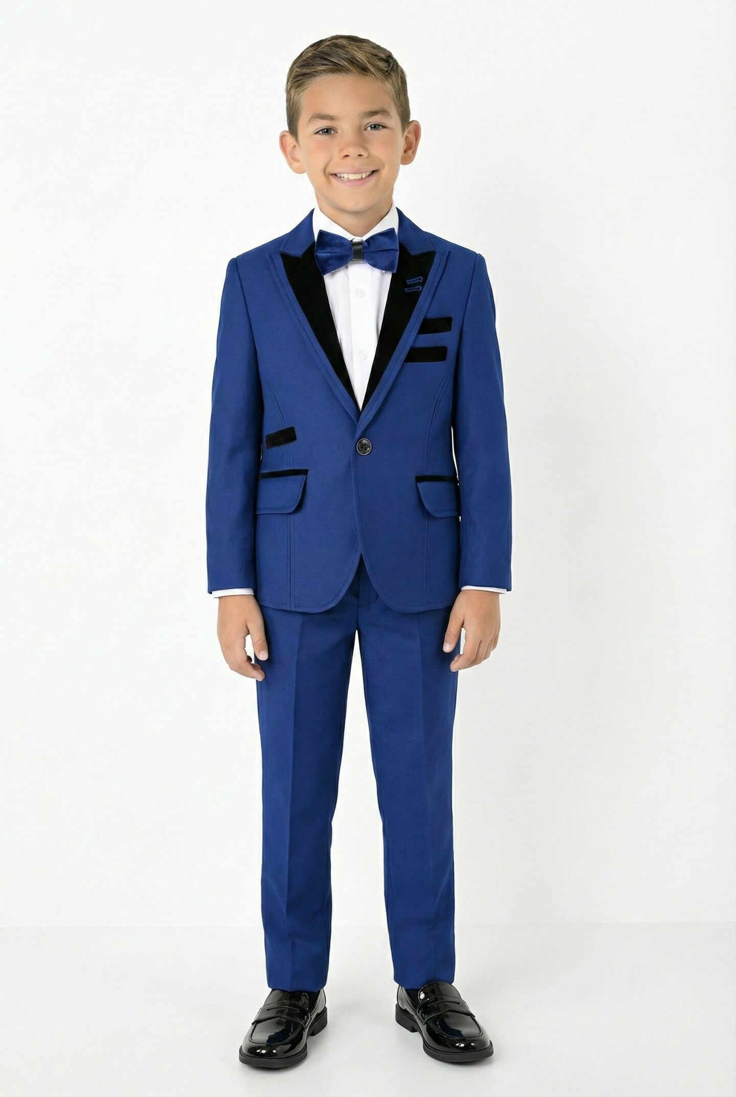 Monte Carlo Royal Blue Boys 2-Piece Suit with Black Velvet Lapels – Jacket & Trousers | Lucys