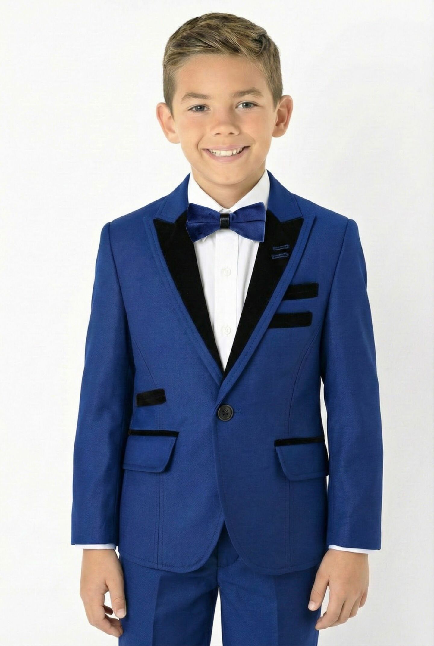 Monte Carlo Royal Blue Boys 2-Piece Suit with Black Velvet Lapels – Jacket & Trousers | Lucys