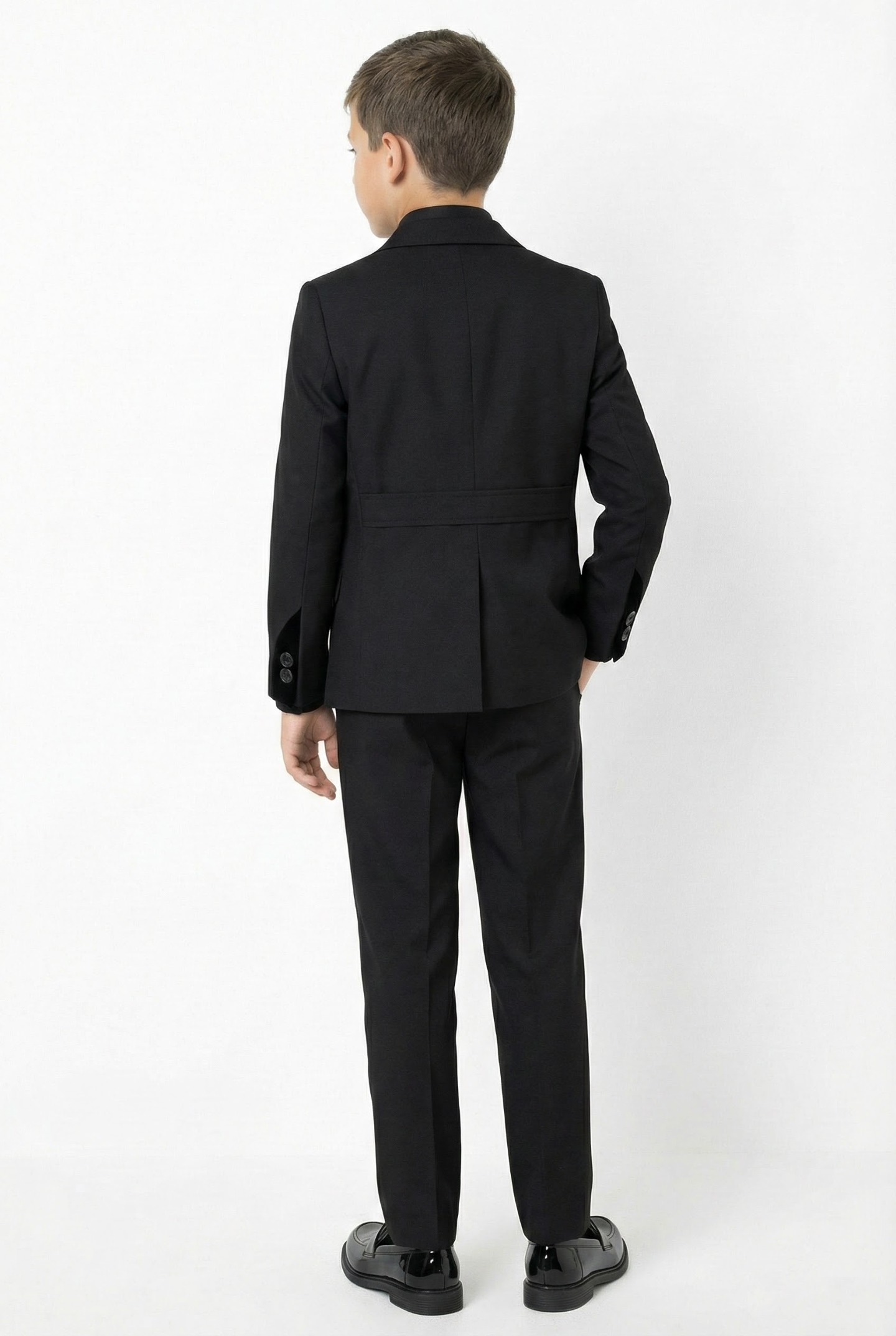 Monte Carlo Black Boys 3-Piece Suit with Black Velvet Trim – Jacket, Waistcoat & Trousers | Lucys
