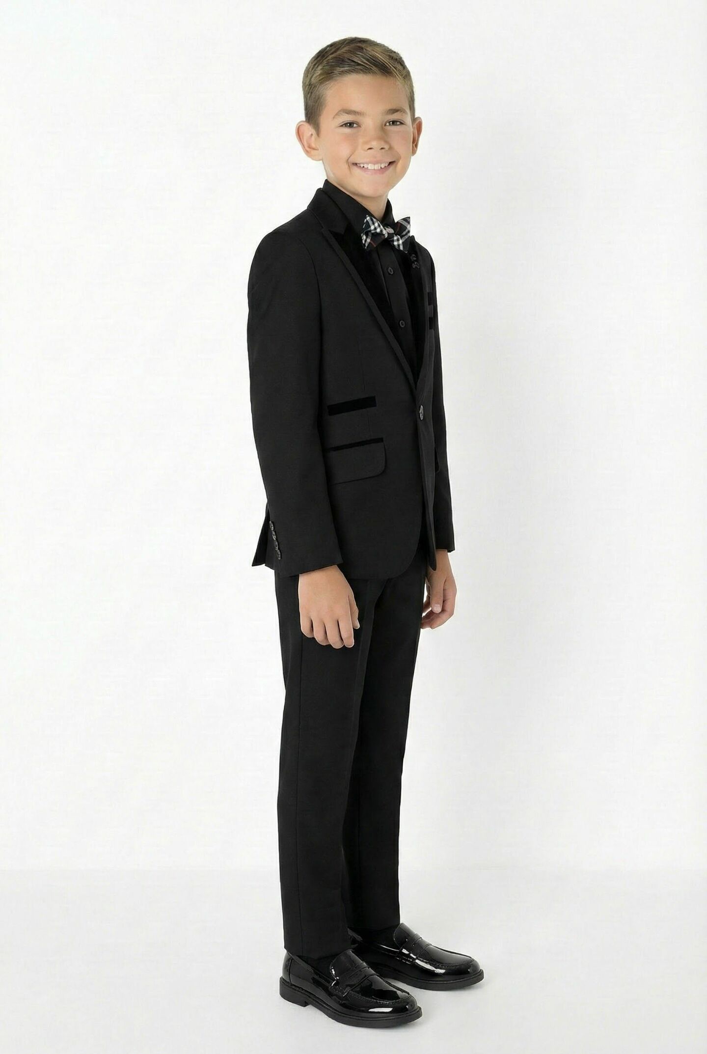 Monte Carlo Black Boys 2-Piece Suit with Black Velvet Lapels – Jacket & Trousers | Lucys