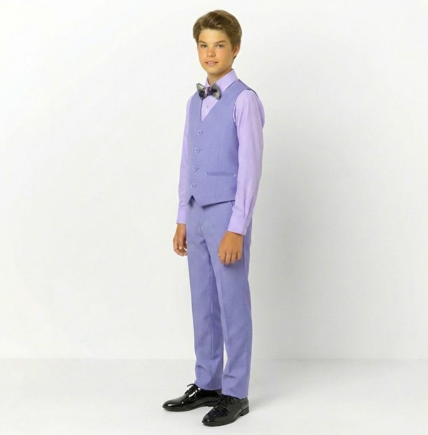 Isaac Lavender Lilac Boys Waistcoat & Trousers 2-Piece Set | Lucys