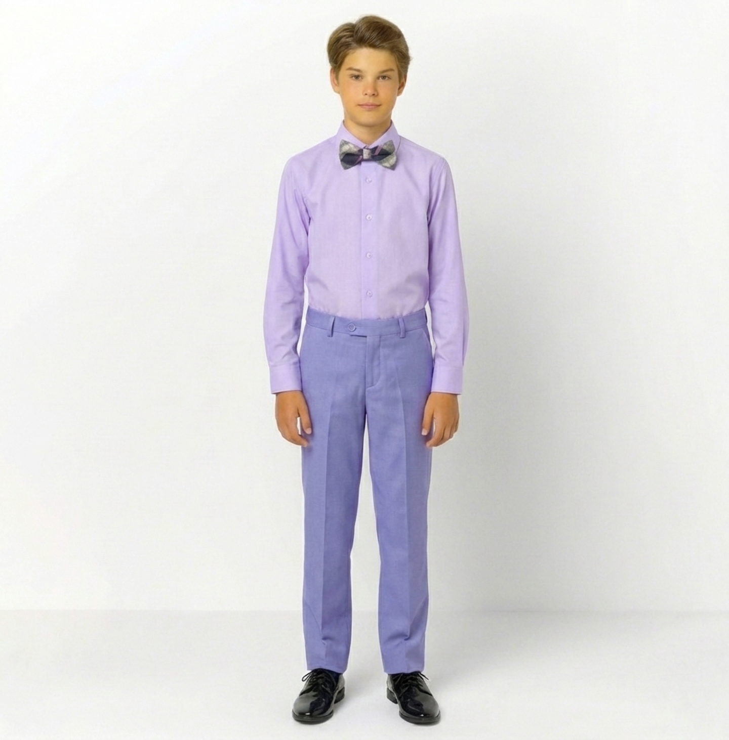 Isaac Lavender Lilac Boys Formal Flat-Front Dress Trousers | Lucys