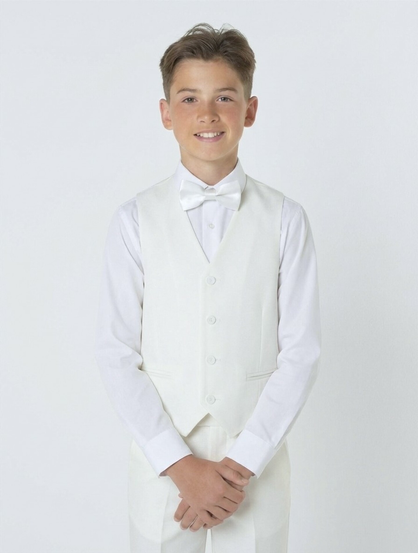 Abbott Ivory Cream Boys Waistcoat & Trousers 2-Piece Set | Lucy's