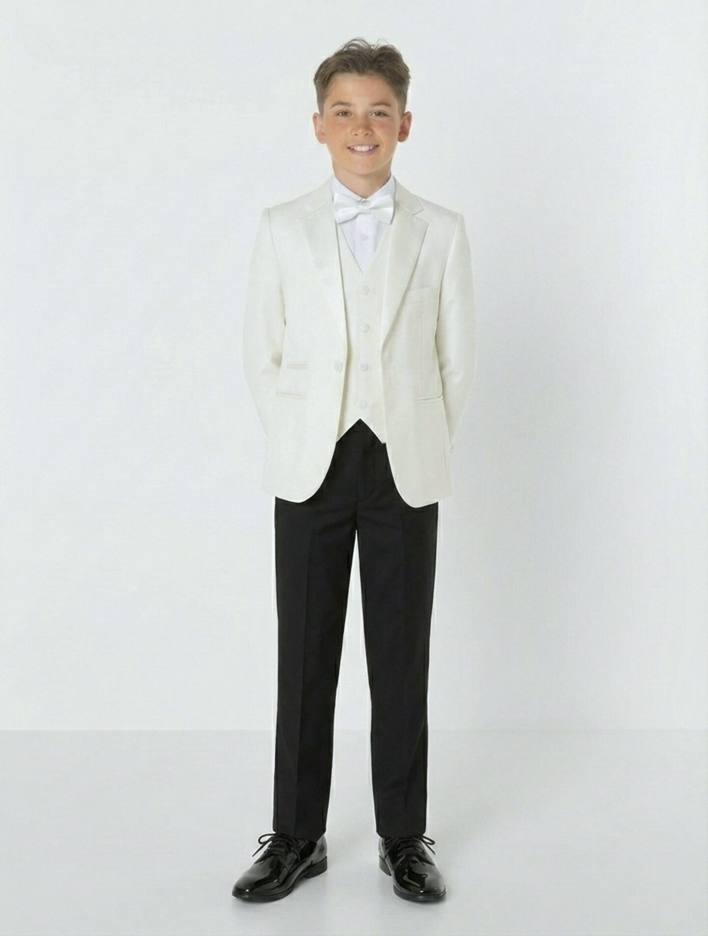 Abbott Ivory Cream & Black Boys 3-Piece Suit – Jacket, Waistcoat & Trousers | Lucy's