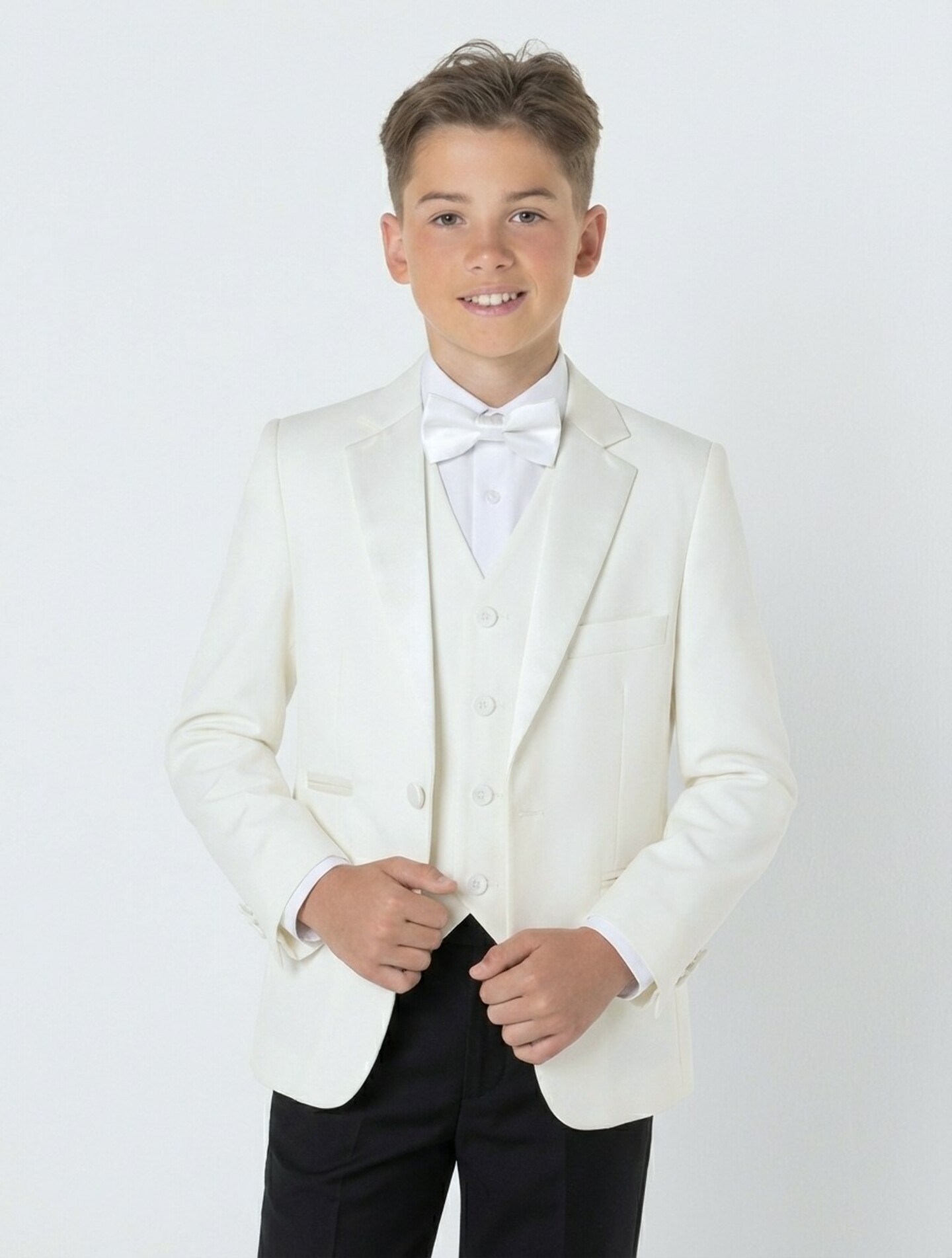 Abbott Ivory Cream & Black Boys 3-Piece Suit – Jacket, Waistcoat & Trousers | Lucy's