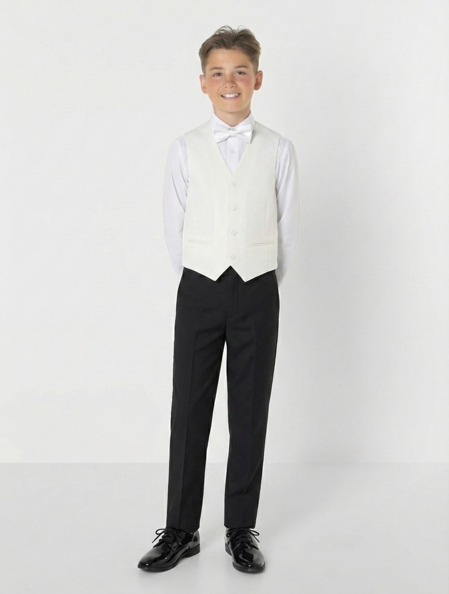 Abbott Ivory Cream & Black Boys 3-Piece Suit – Jacket, Waistcoat & Trousers | Lucy's