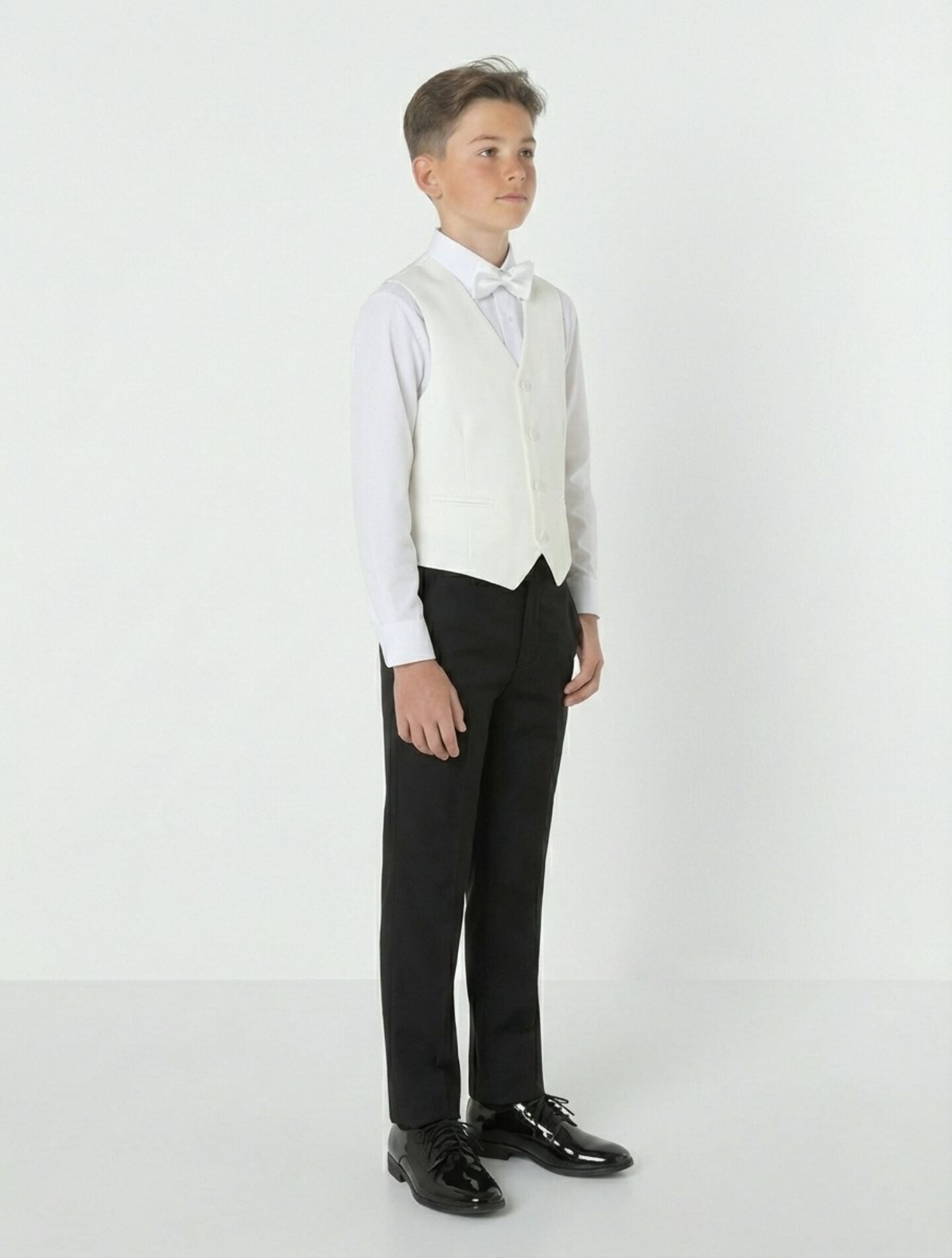 Abbott Ivory Cream & Black Boys Waistcoat & Trousers 2-Piece Set | Lucy's