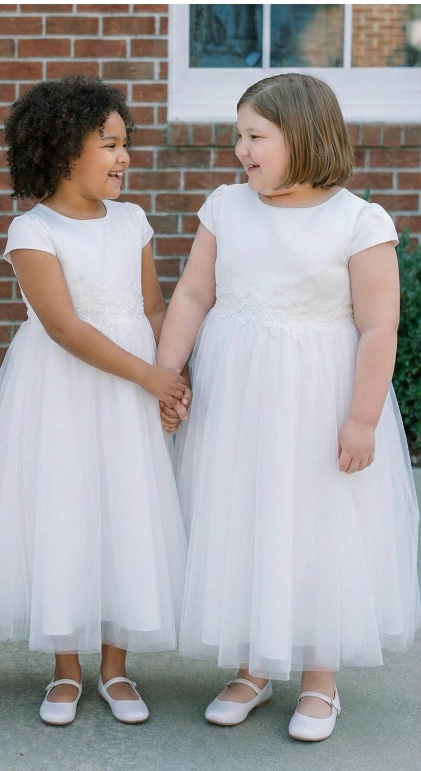 Elizabeth Pure White Satin Cap Sleeve Flower Girl Dress with Beaded Lace Waist | Lucys