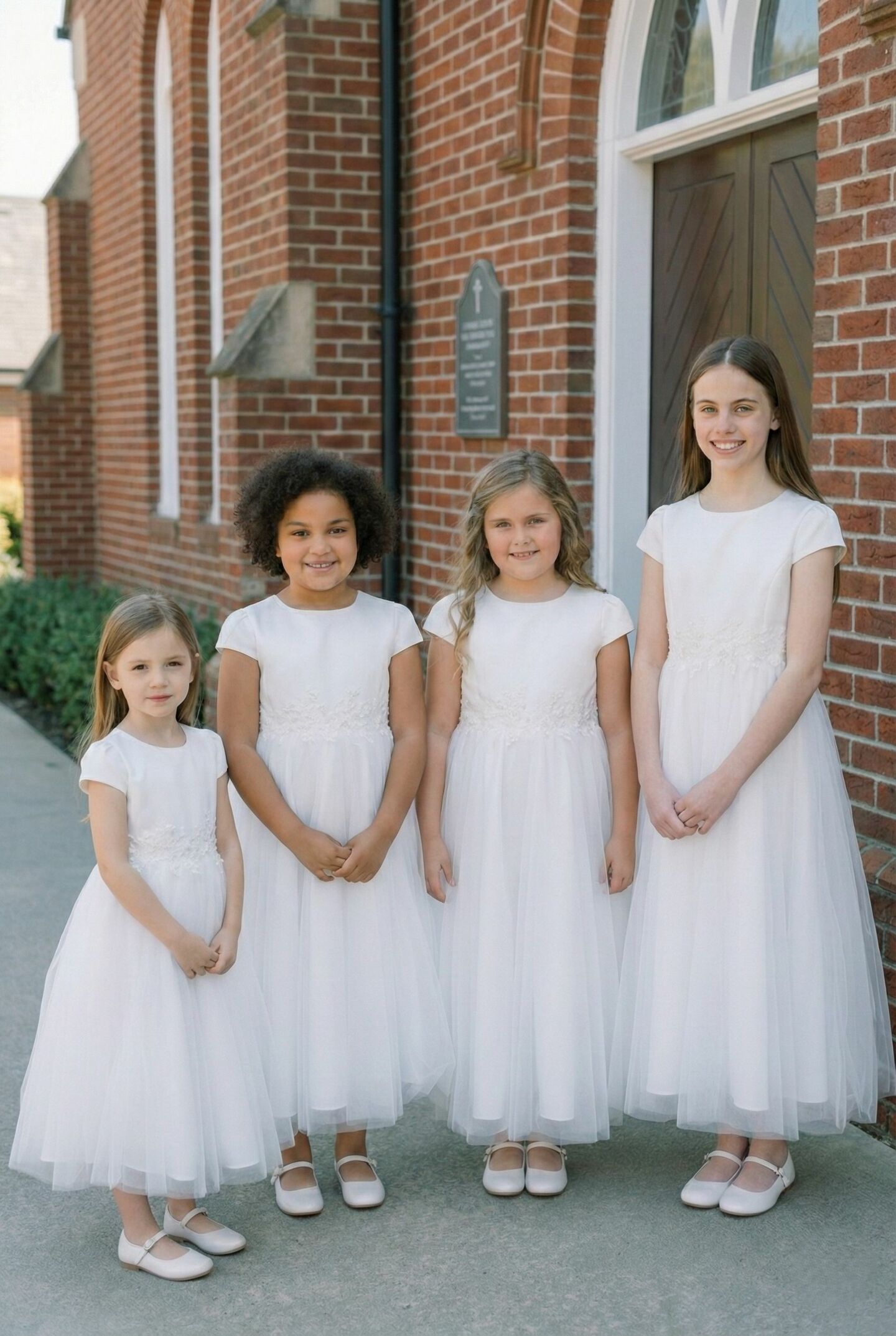 Elizabeth Pure White Satin Cap Sleeve Flower Girl Dress with Beaded Lace Waist | Lucys