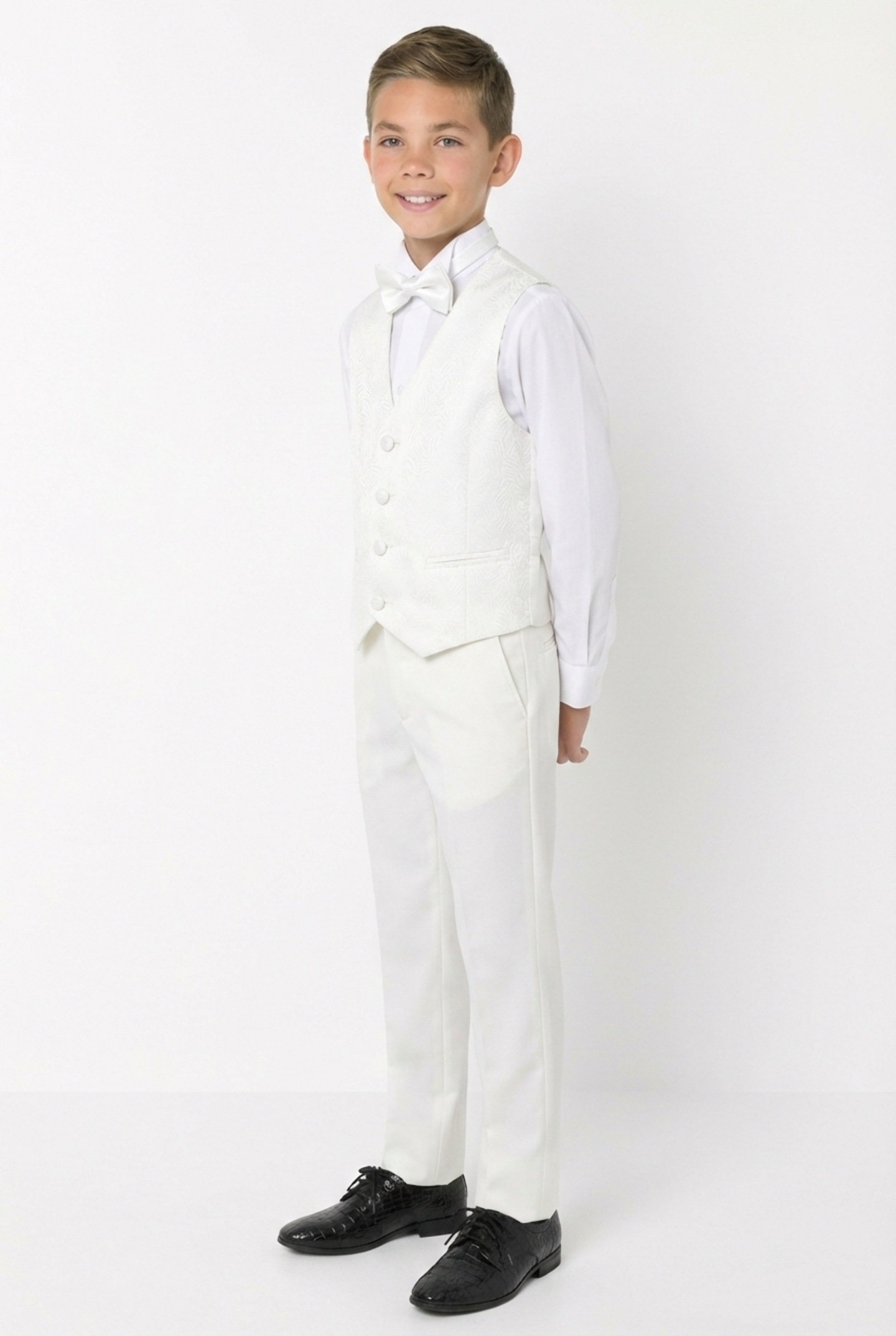 Ivory Cream Paisley Waistcoat & Trousers Boys 2-Piece Set | Lucy's