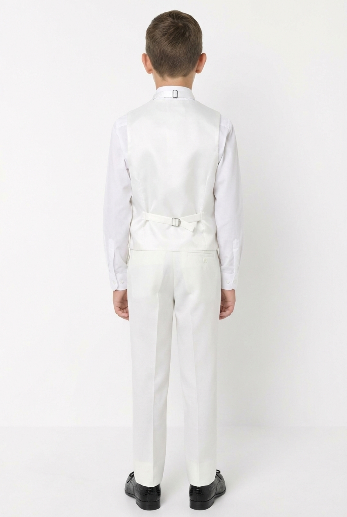 Abraham Ivory Cream Paisley Jacquard Boys Formal V-Neck Waistcoat | Lucys