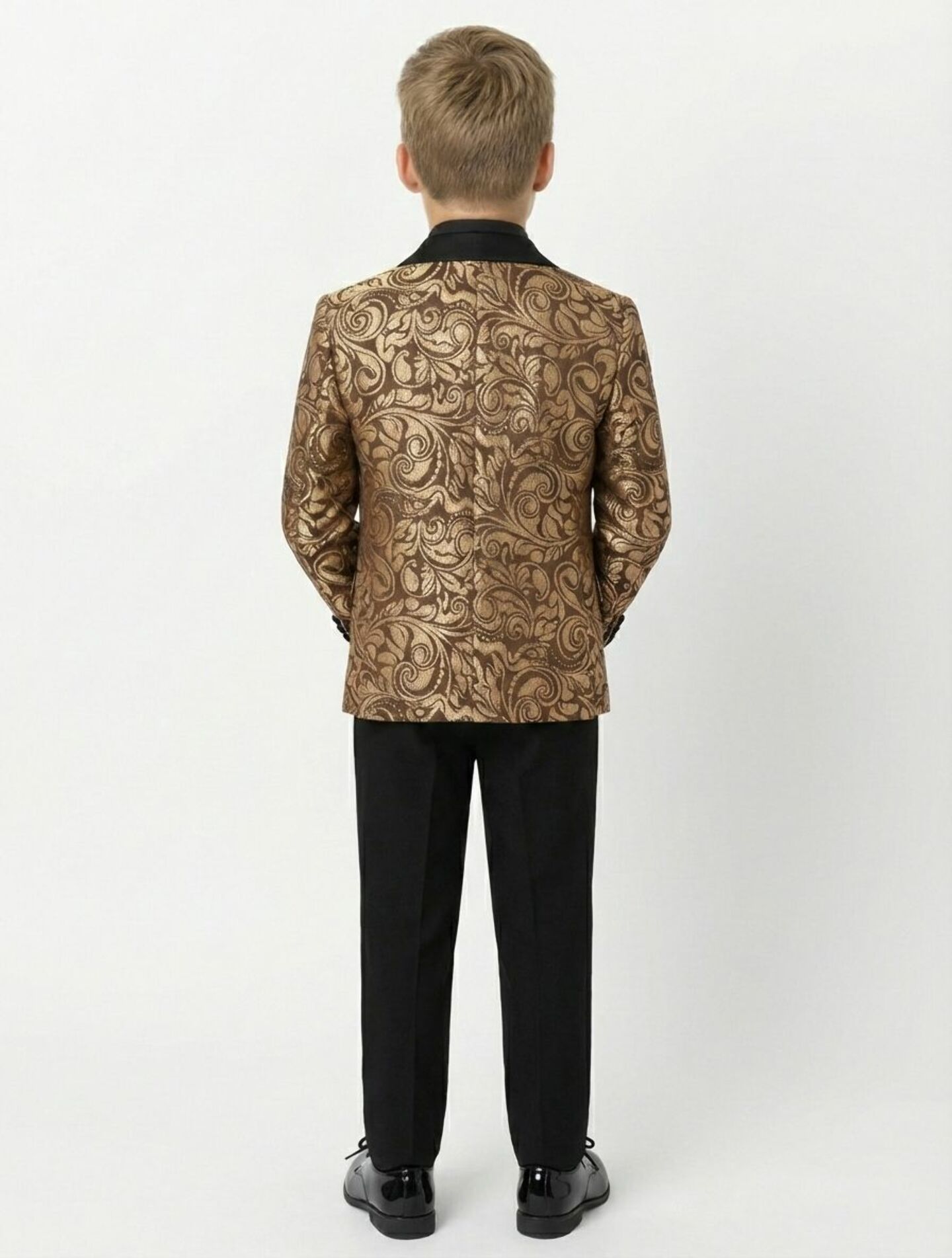 Robert Bronze Jacquard 2-Piece Boys Suit Blazer & Trousers | Lucys