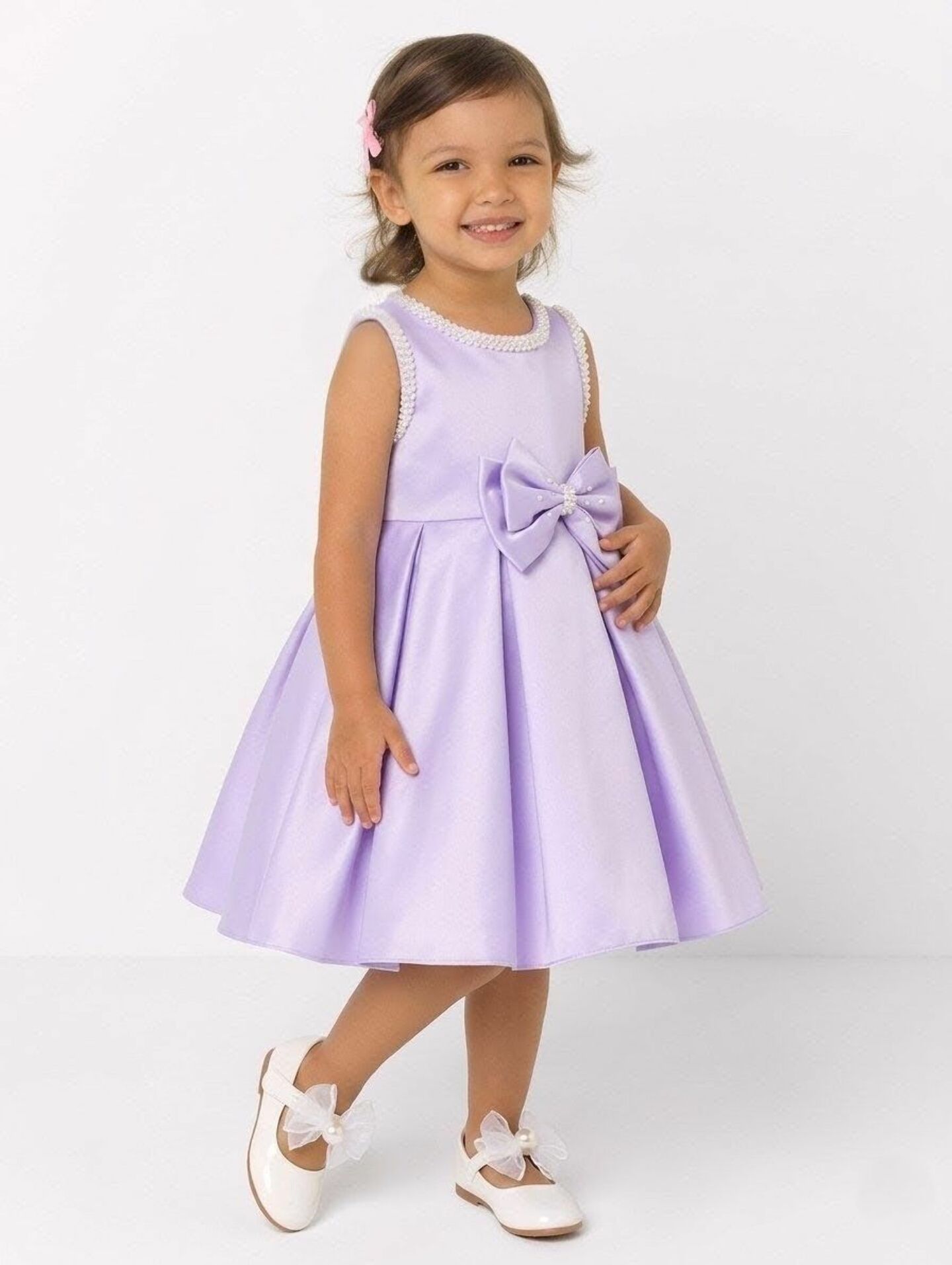 Maggie Lavender Satin Toddler & Young Girl Bridesmaid Dress | Lucy's