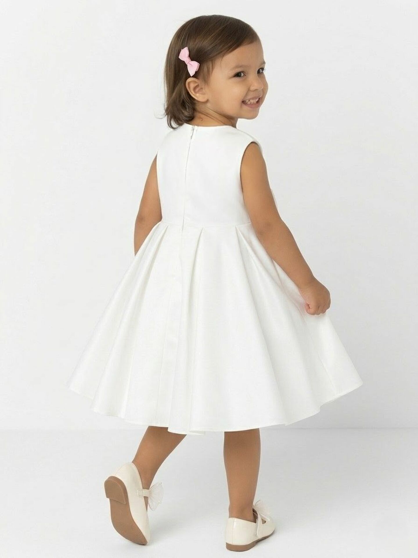 Maggie White Satin Toddler & Young Girl Bridesmaid Dress | Lucy's