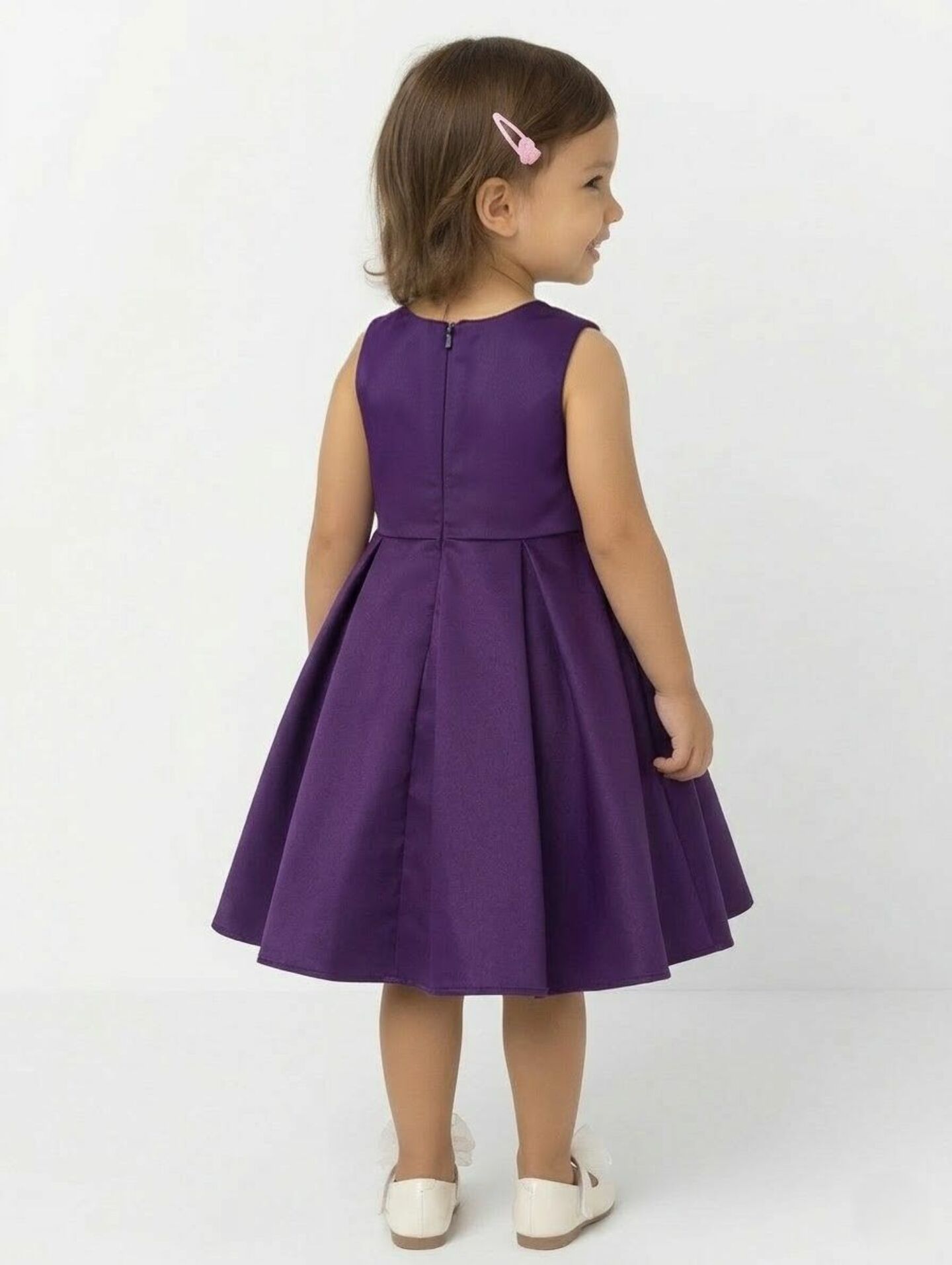 Maggie Purple Satin Toddler & Young Girl Bridesmaid Dress | Lucy's