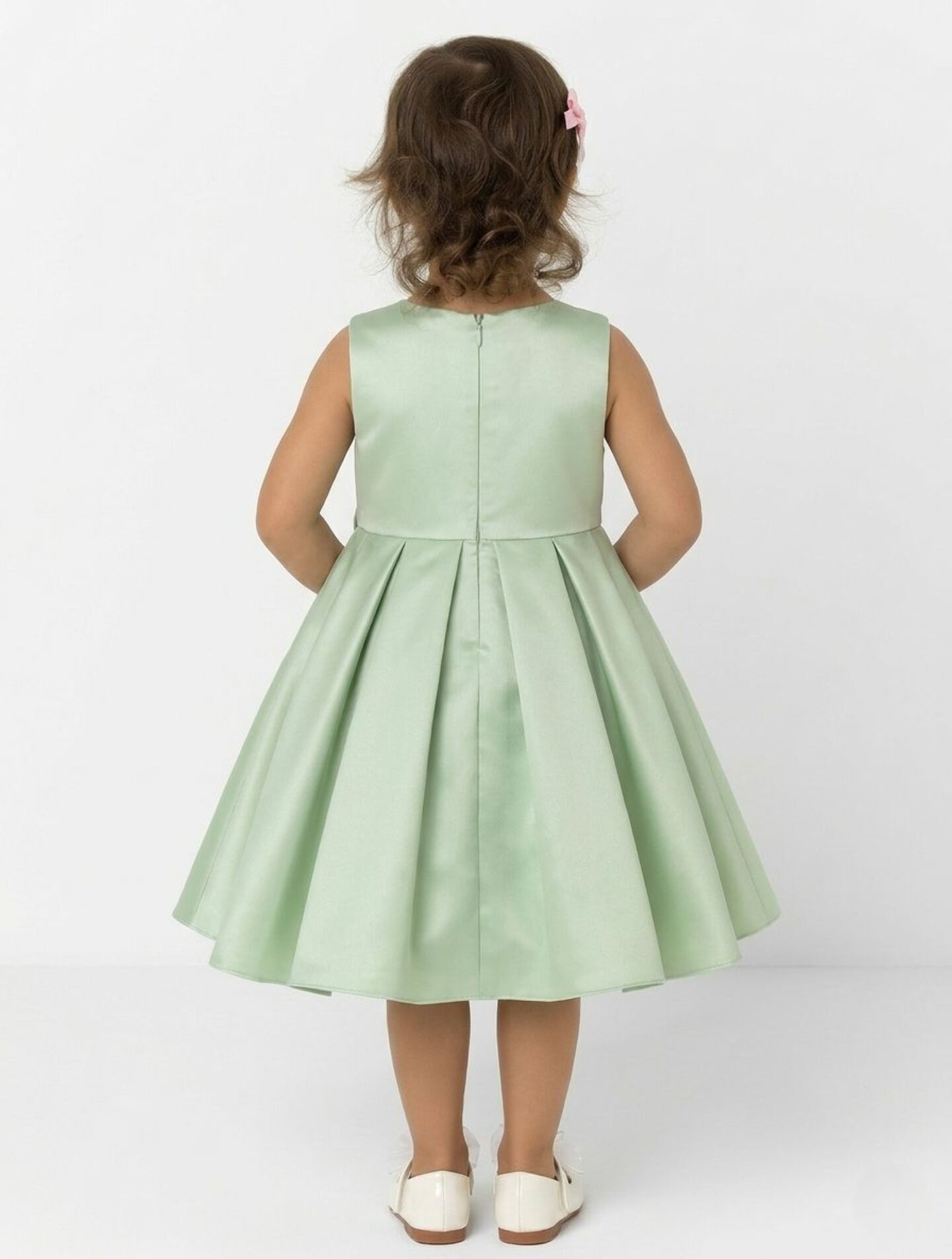 Maggie Green Satin Toddler & Young Girl Bridesmaid Dress | Lucy's