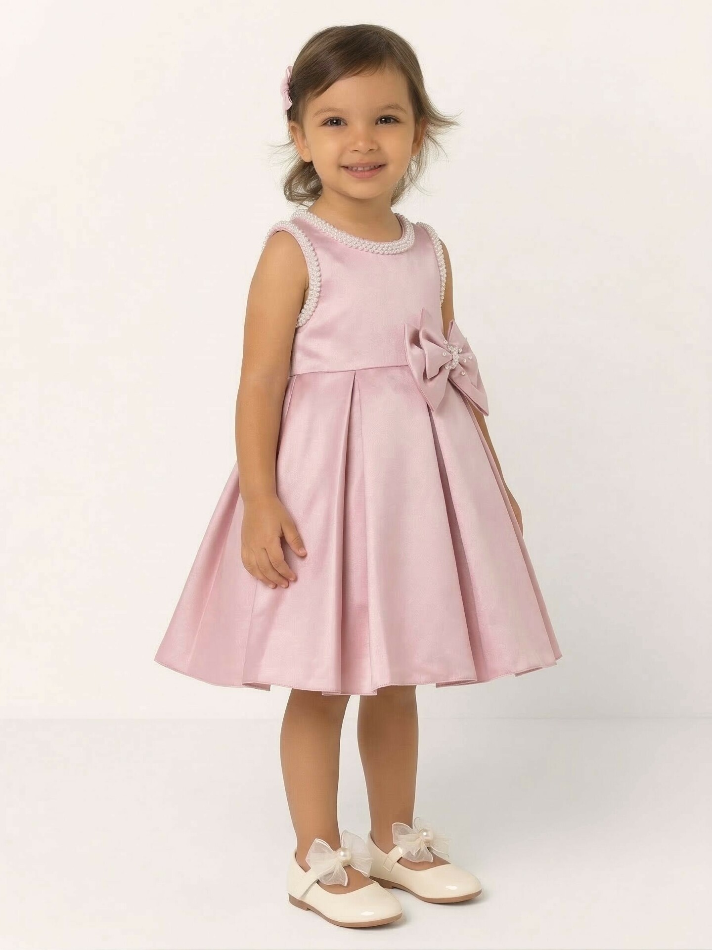 Maggie Pink Satin Toddler & Young Girl Bridesmaid Dress | Lucy's