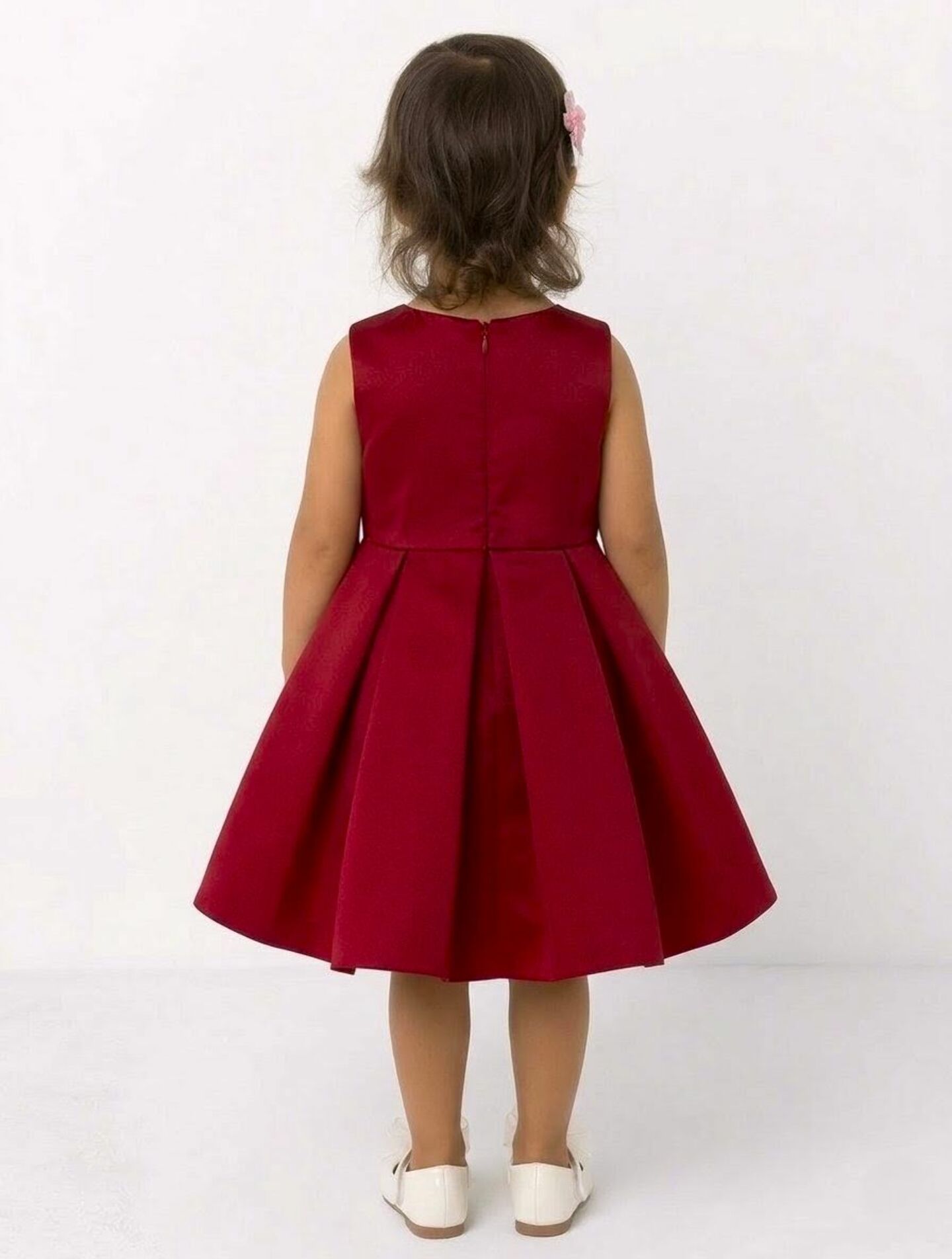 Maggie Maroon Satin Toddler & Young Girl Bridesmaid Dress | Lucy's