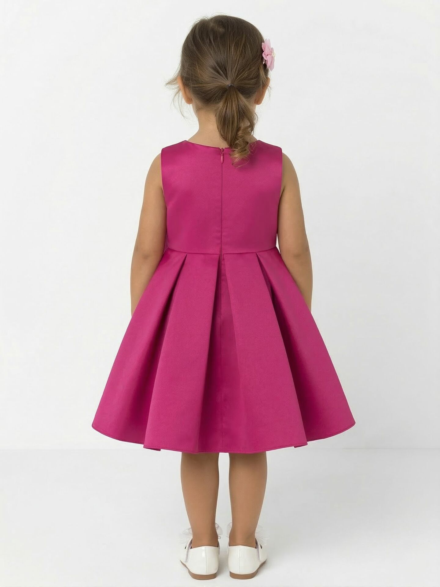Maggie Hot Pink Satin Toddler & Young Girl Bridesmaid Dress | Lucy's