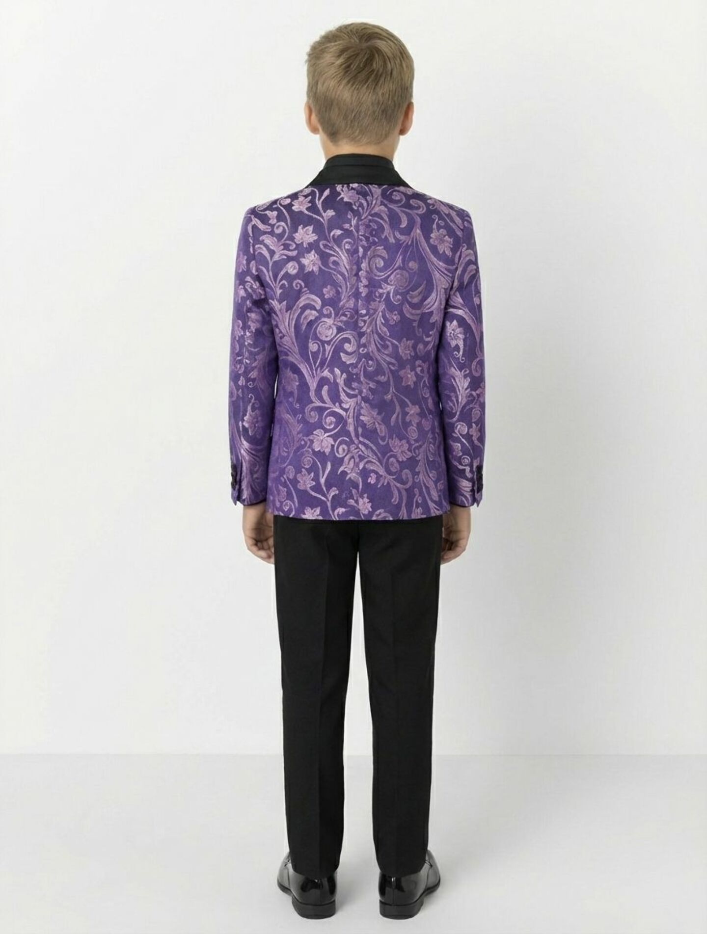 Robert Purple Jacquard 3-Piece Boys Formal Suit Jacket, Waistcoat & Trousers | Lucys