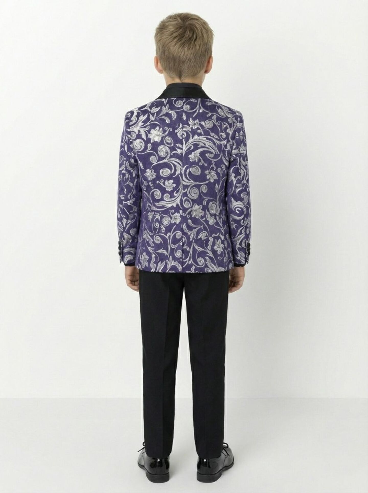 Robert Dark Purple Jacquard 3-Piece Boys Formal Suit Jacket, Waistcoat & Trousers | Lucys