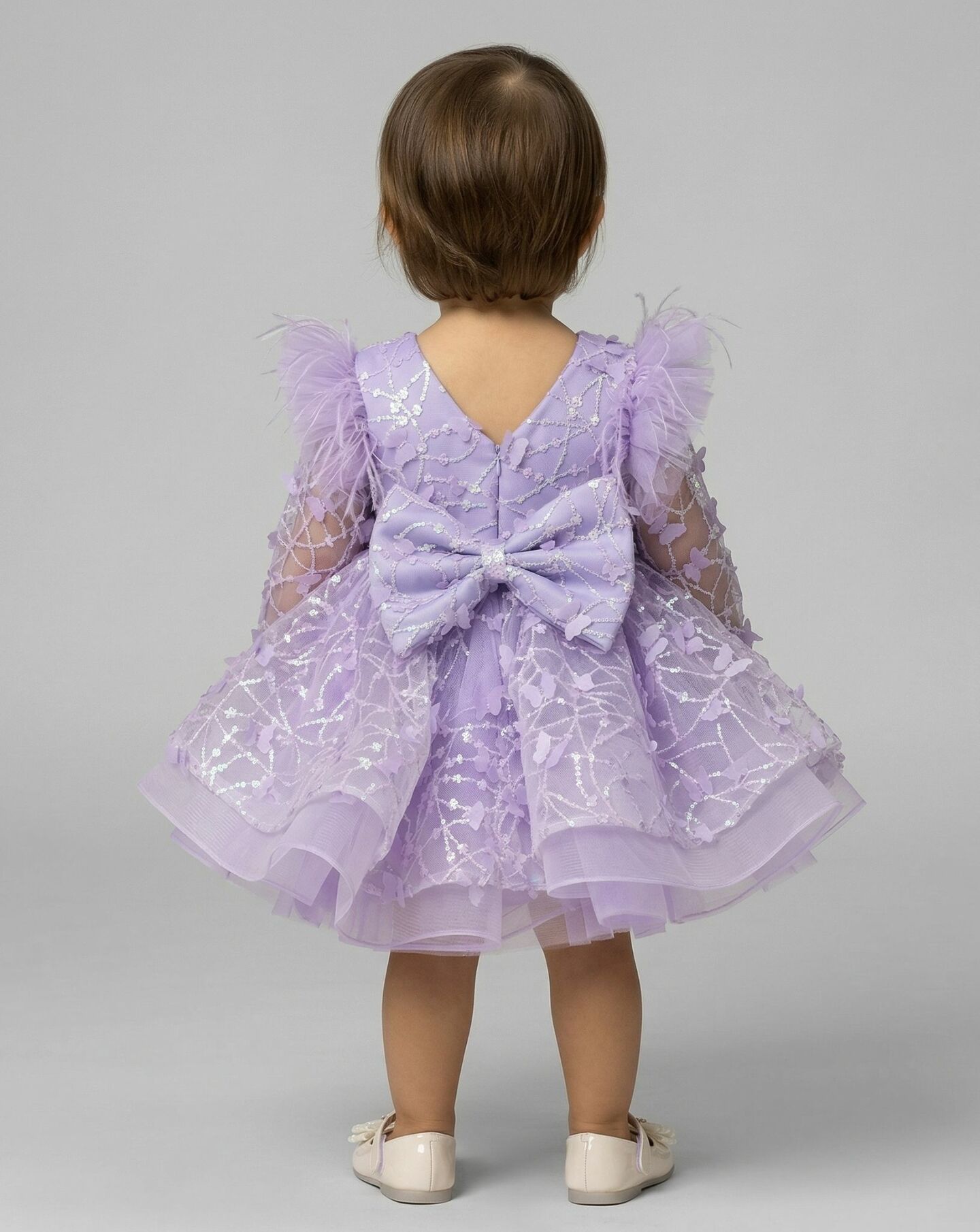 BoBo Lavender Sequin Long Sleeve Puff Baby Party Dress | Lucys