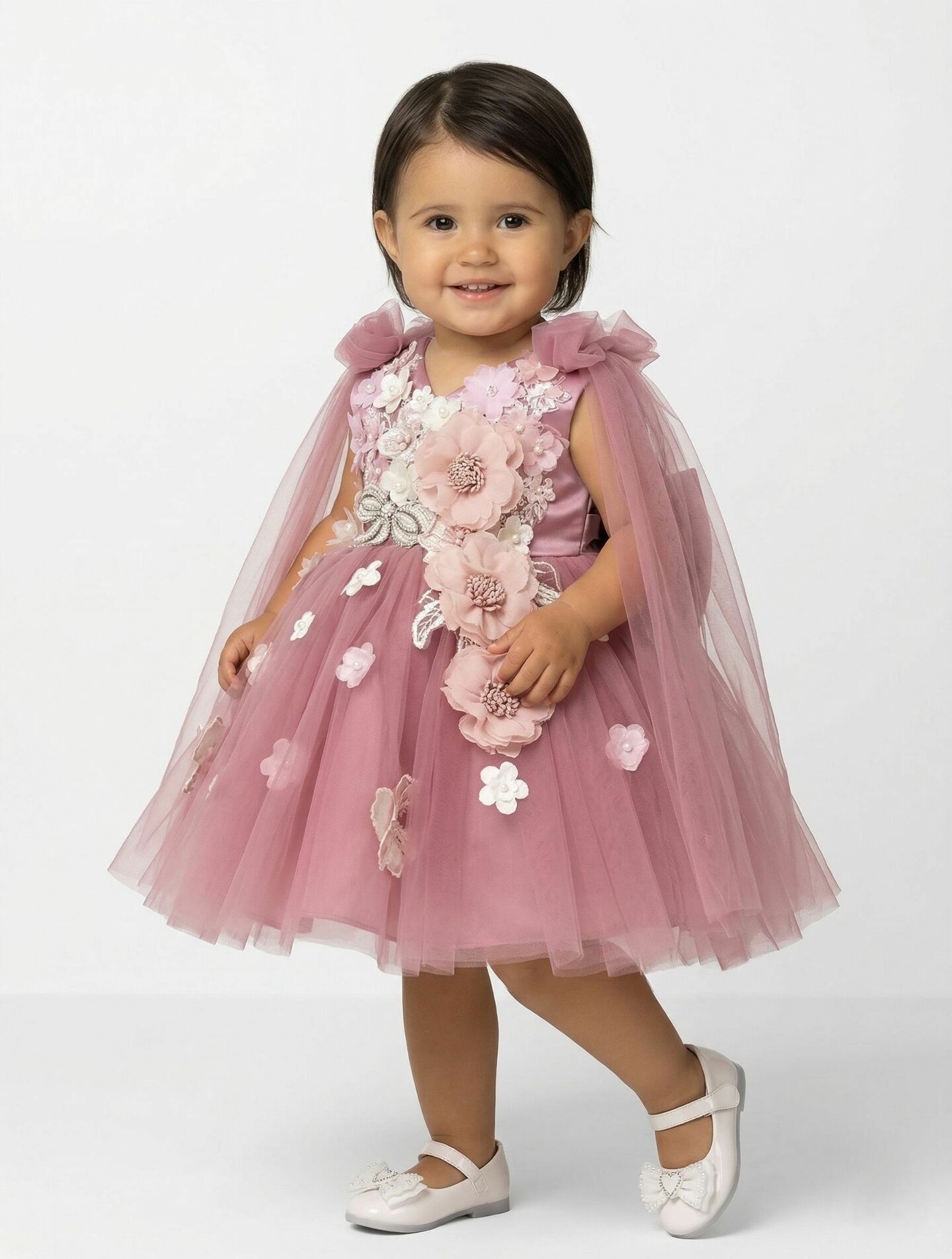 Luxury Dusty Pink Baby Birthday Party Dress - Frances II | Lucys