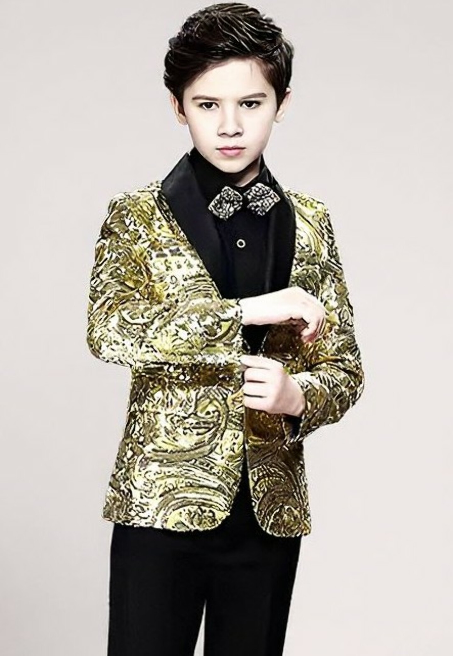 Luxury Gold Sequin Boys Blazer for Weddings Performance & Party - MJ27 | Lucy's