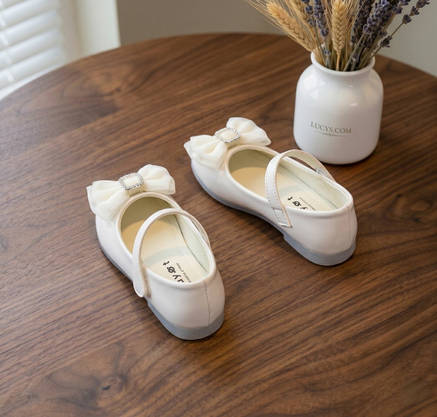 Girls Off-White Patent Bow Flat Mary Jane Dress Shoes | Lucys