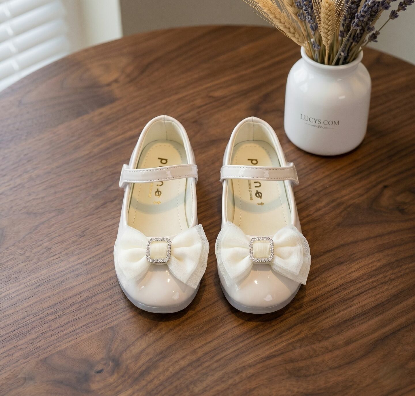 Girls Off-White Patent Bow Flat Mary Jane Dress Shoes | Lucys