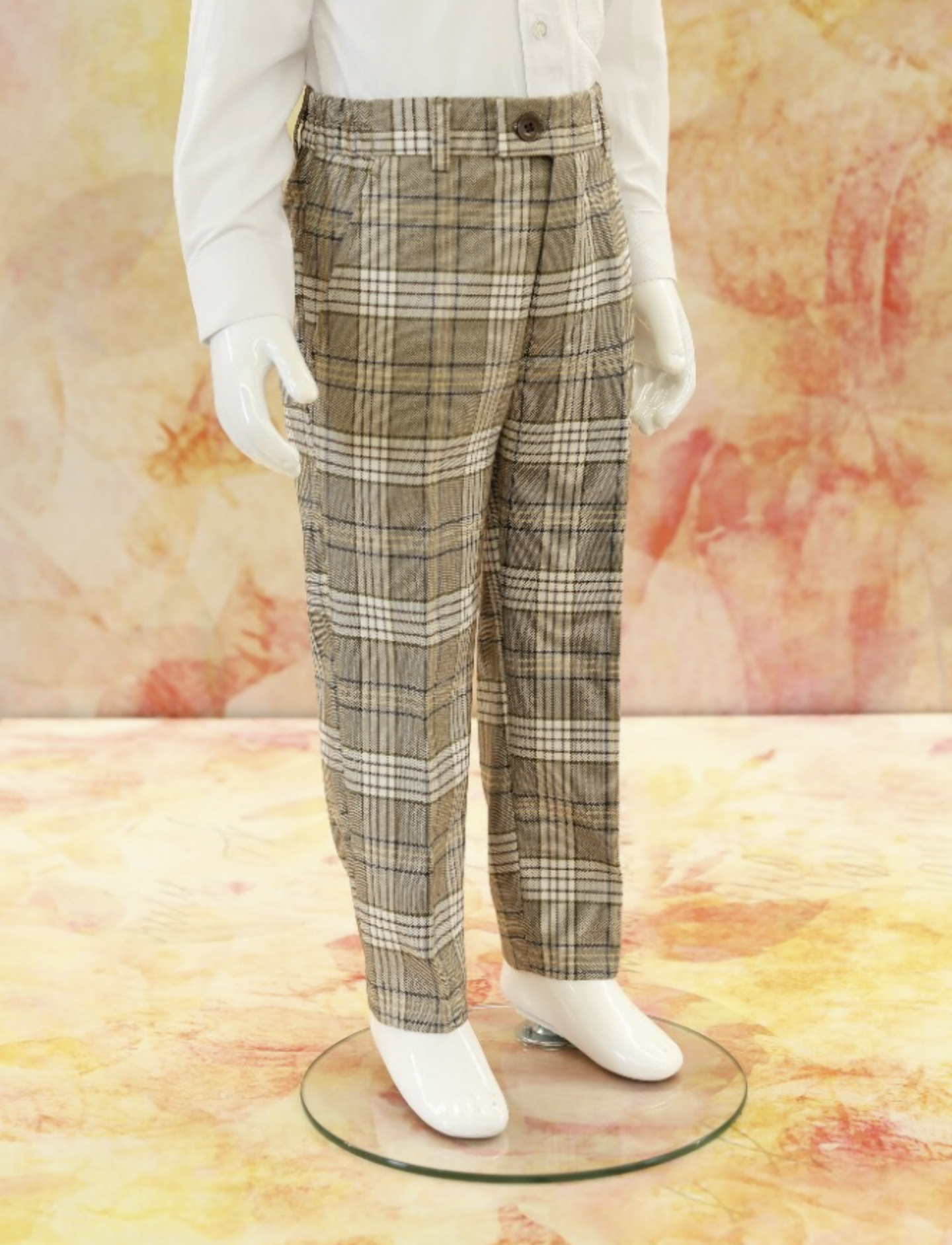 Beige Check Premium Formal Trousers - Alfred