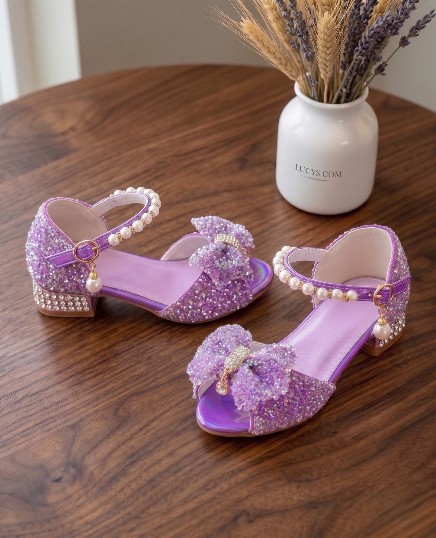 Girls Purple Sequin Open-Toe Sandal Dress Shoes | Lucys