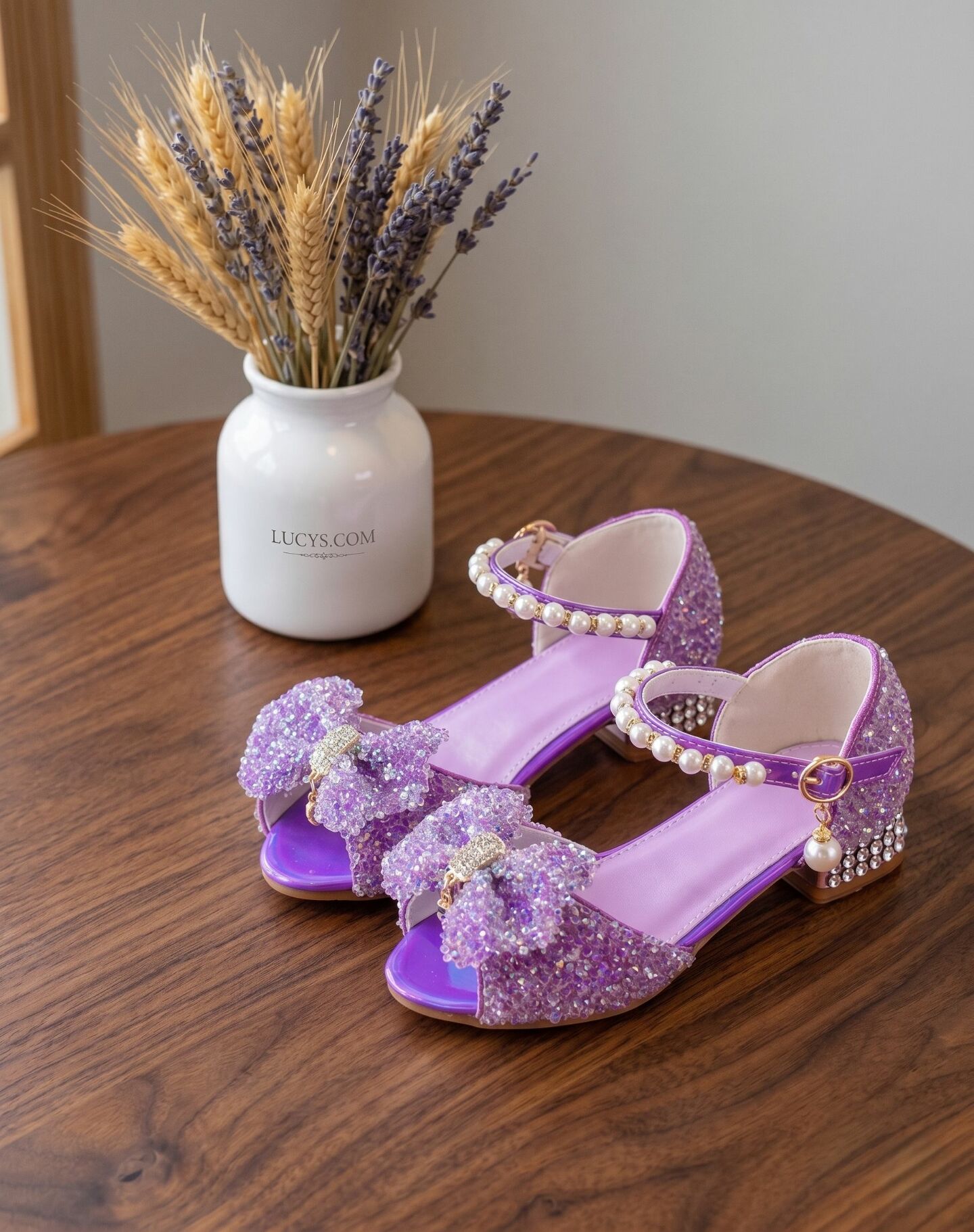Girls Purple Sequin Open-Toe Sandal Dress Shoes | Lucys