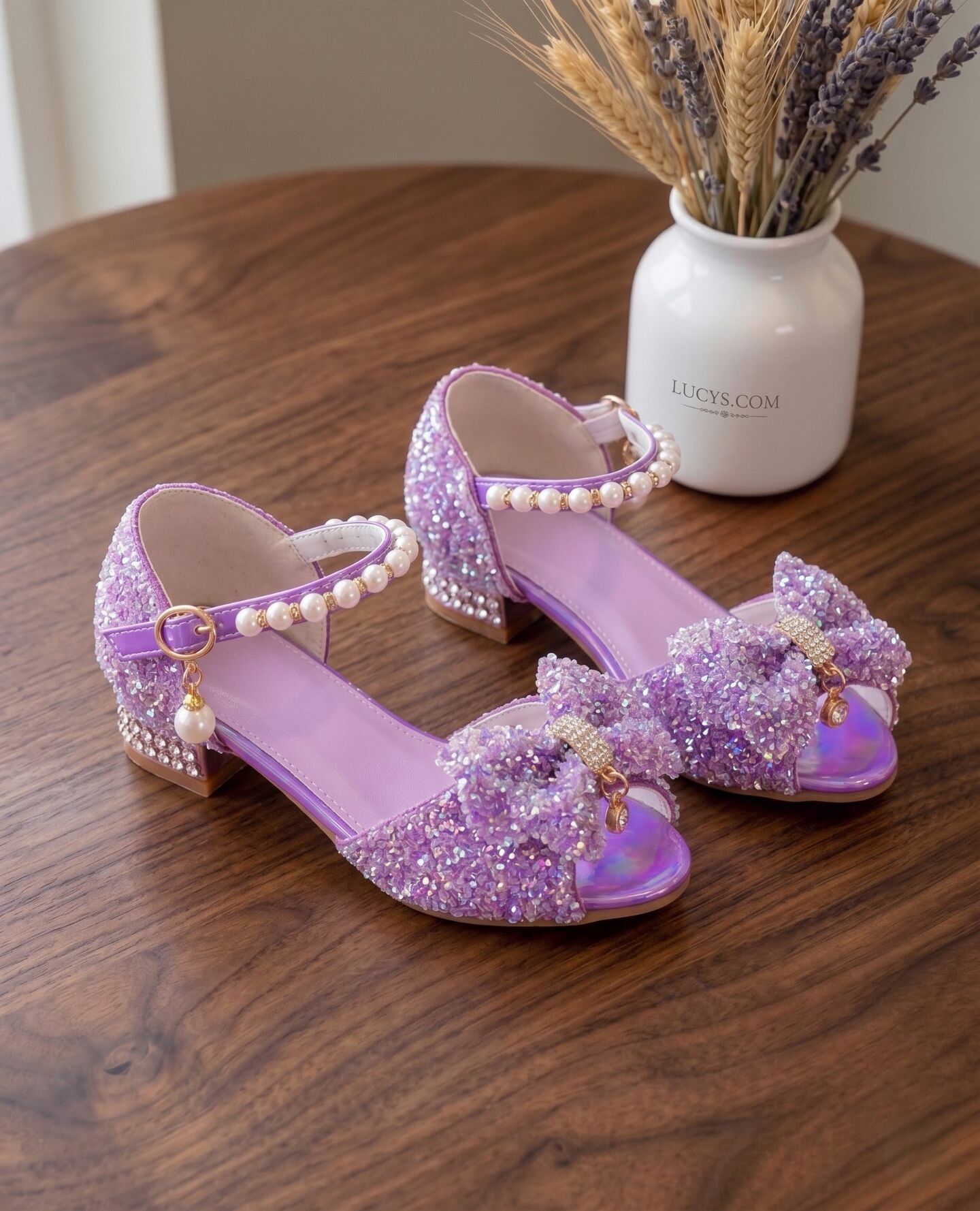 Girls Purple Sequin Open-Toe Sandal Dress Shoes | Lucys
